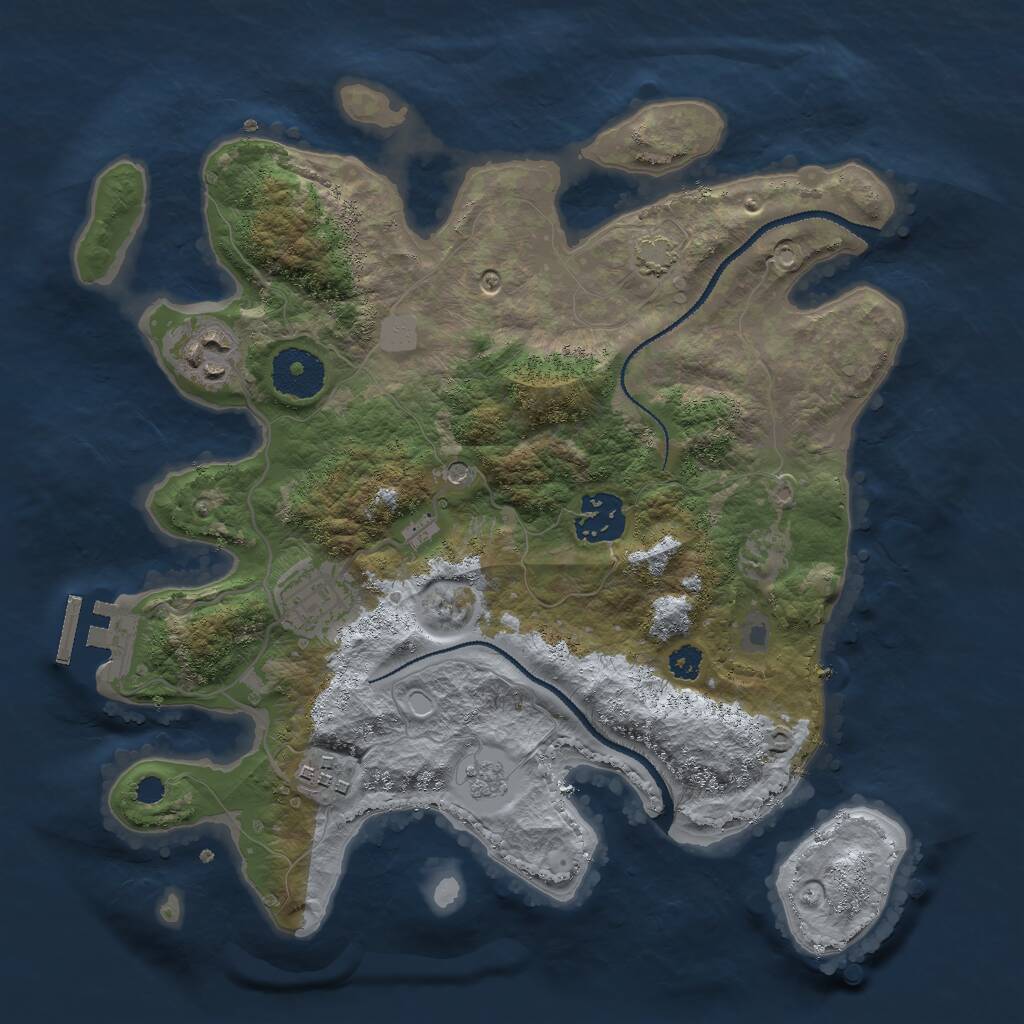 Rust Map: Procedural Map, Size: 3000, Seed: 2412412, 9 Monuments