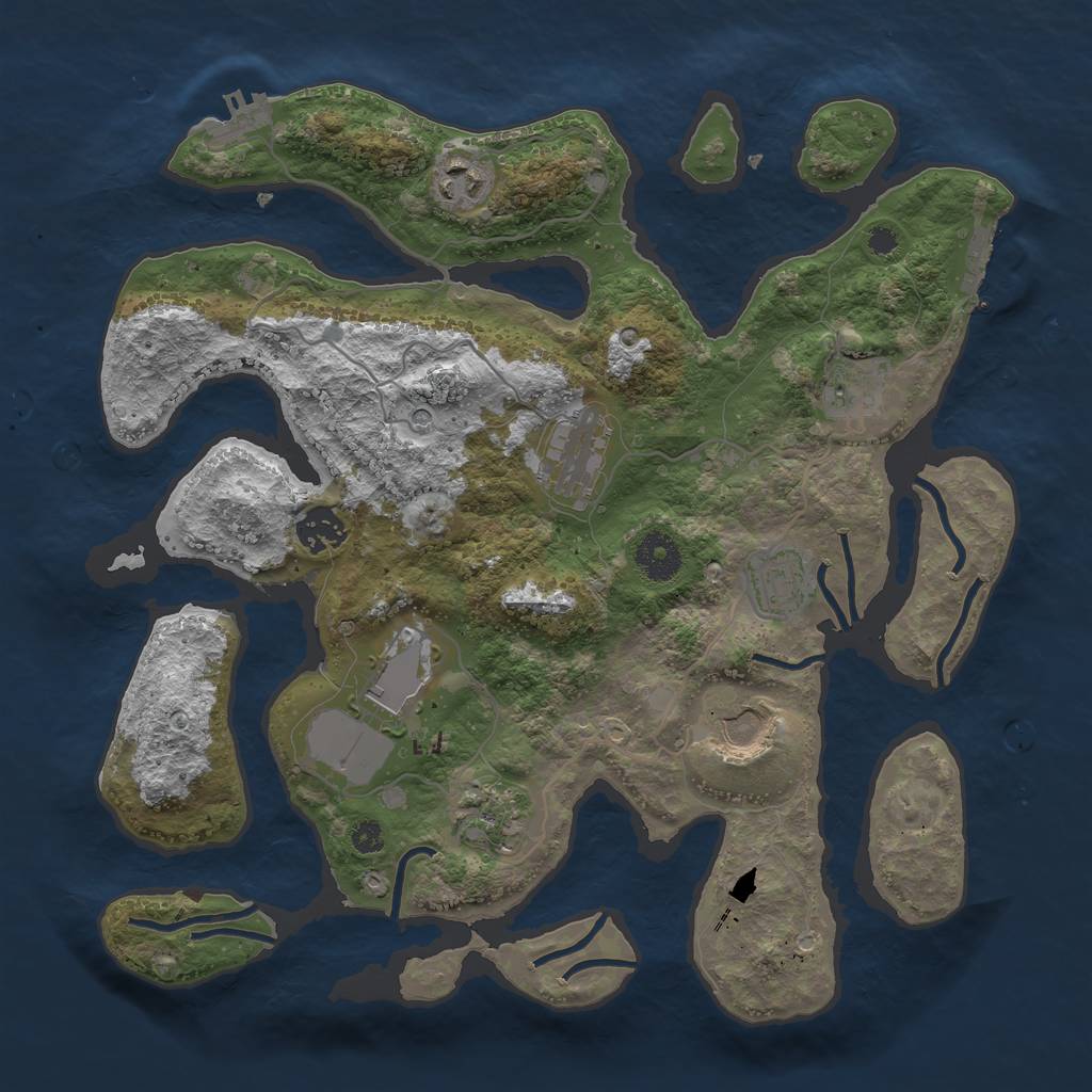 Rust Map: Procedural Map, Size: 3500, Seed: 343, 13 Monuments