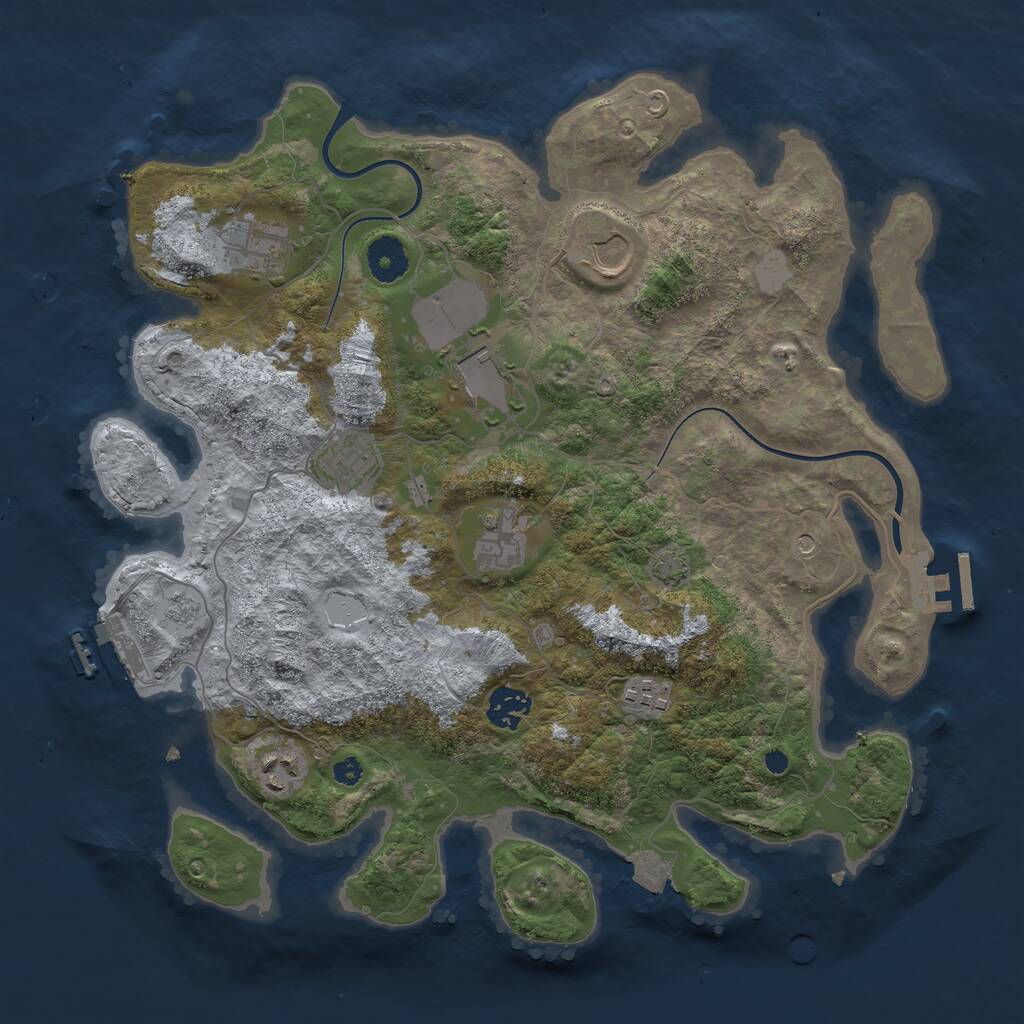 Rust Map: Procedural Map, Size: 3600, Seed: 713820, 14 Monuments