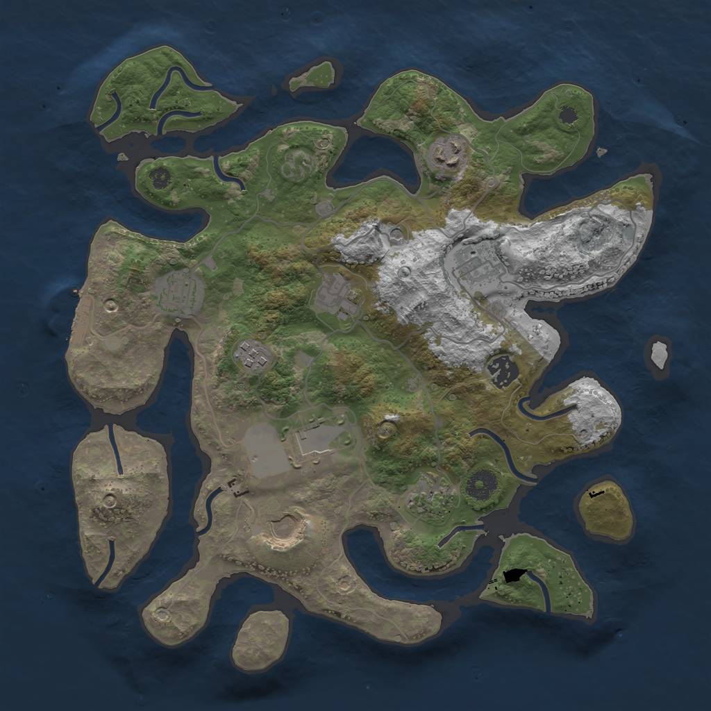 Rust Map: Procedural Map, Size: 3500, Seed: 12345075, 13 Monuments