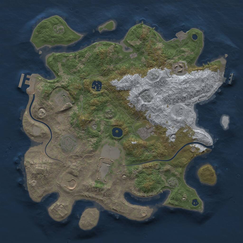 Rust Map: Procedural Map, Size: 3500, Seed: 12345075, 14 Monuments