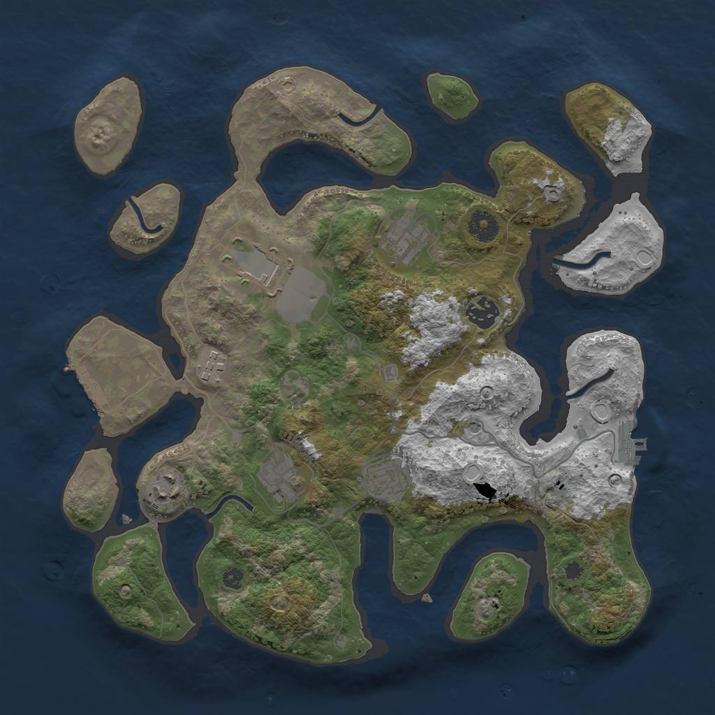 Rust Map: Procedural Map, Size: 3500, Seed: 550, 18 Monuments