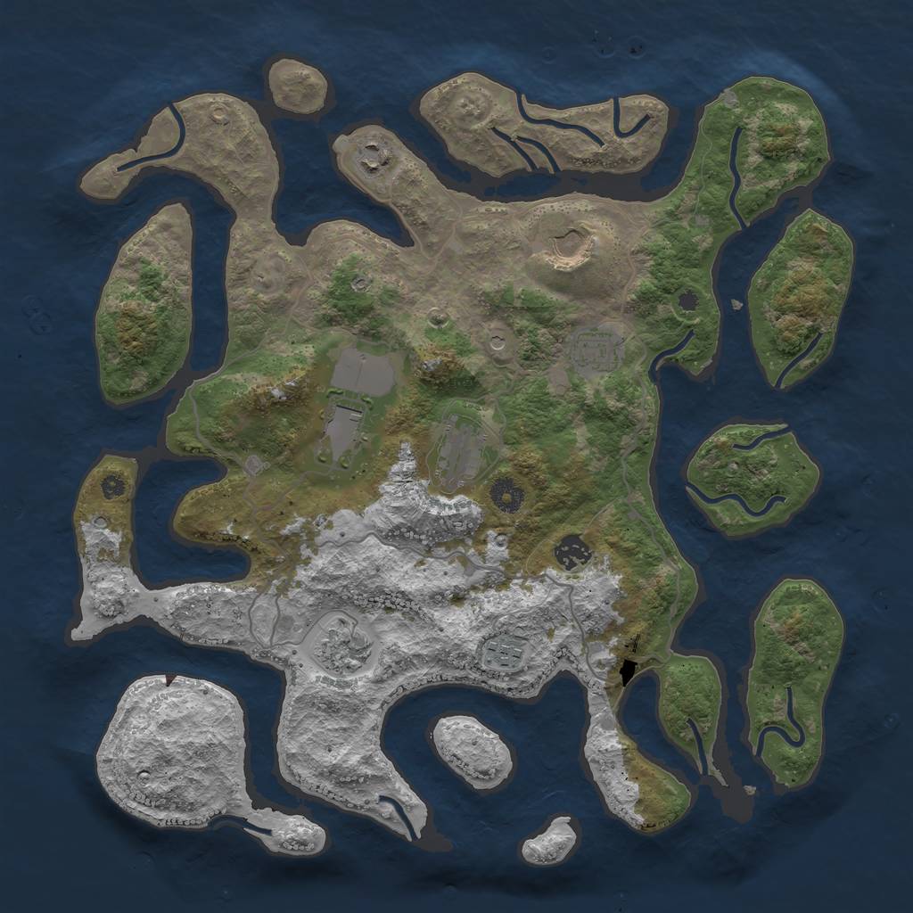 Rust Map: Procedural Map, Size: 4000, Seed: 6799, 11 Monuments