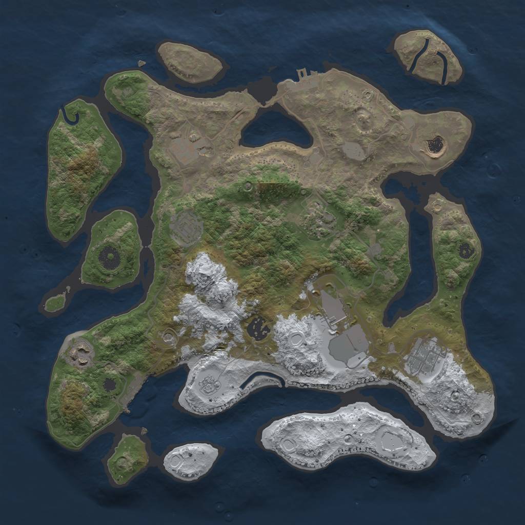 Rust Map: Procedural Map, Size: 3500, Seed: 1312807225, 17 Monuments