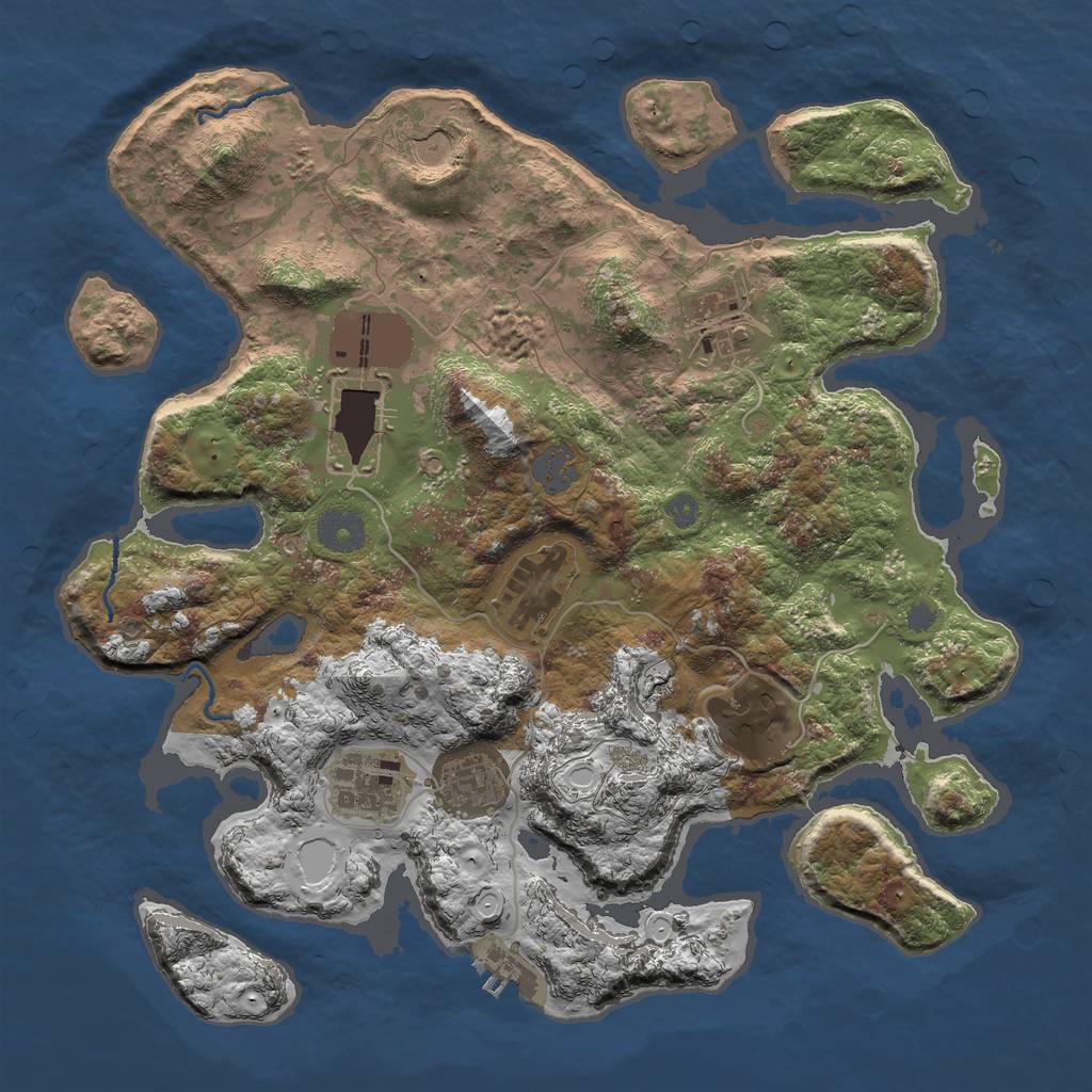 Rust Map: Procedural Map, Size: 3500, Seed: 3557, 13 Monuments