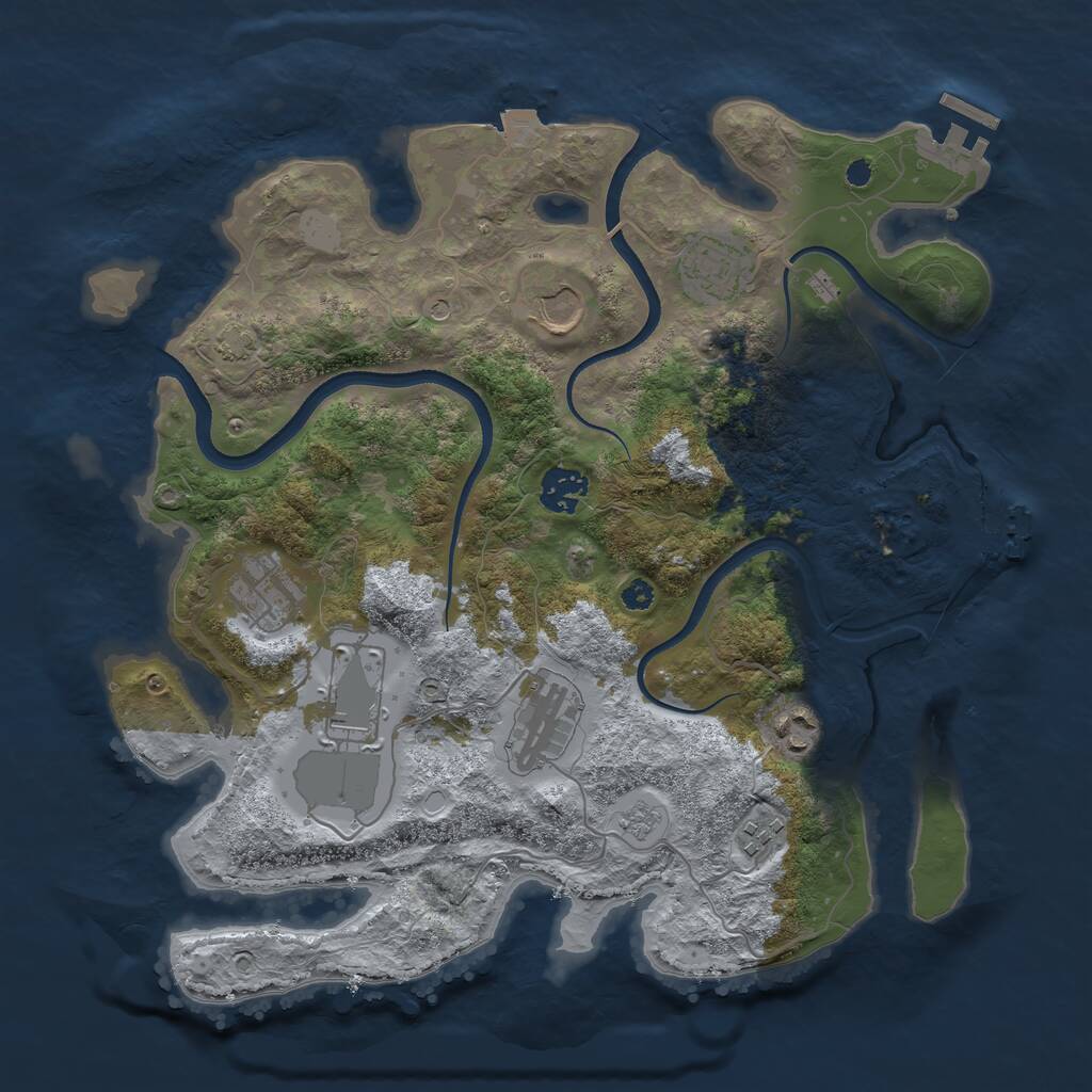 Rust Map: Procedural Map, Size: 3500, Seed: 3557, 14 Monuments