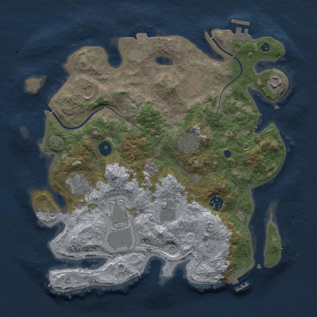 Rust Map: Procedural Map, Size: 3500, Seed: 3557, 15 Monuments