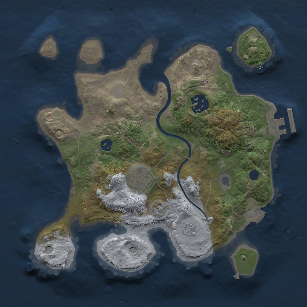 Rust Map: Procedural Map, Size: 2500, Seed: 15913, 6 Monuments