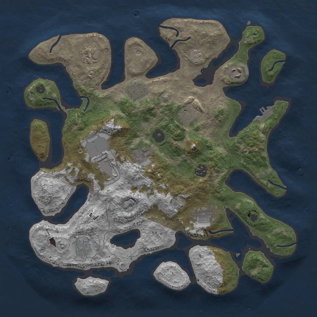 Rust Map: Procedural Map, Size: 3800, Seed: 500, 14 Monuments