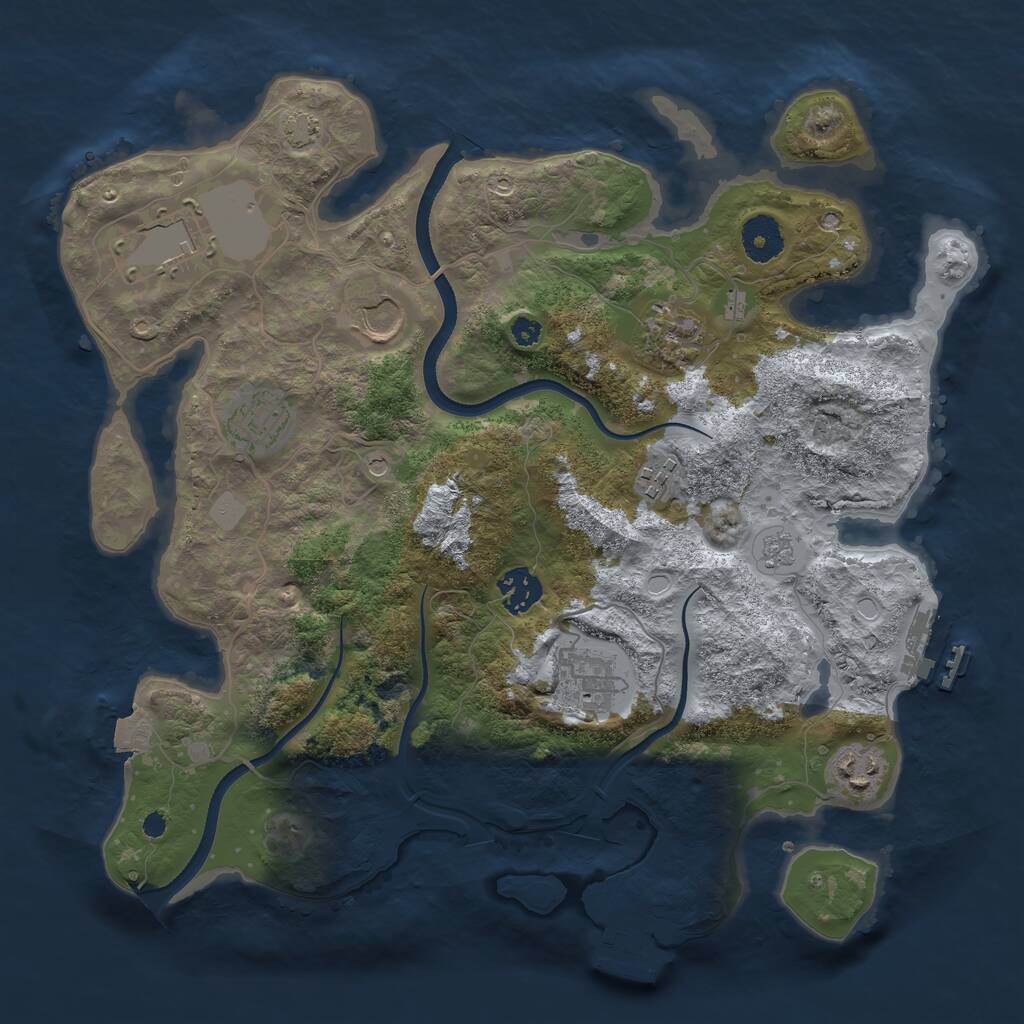 Rust Map: Procedural Map, Size: 3500, Seed: 669, 14 Monuments