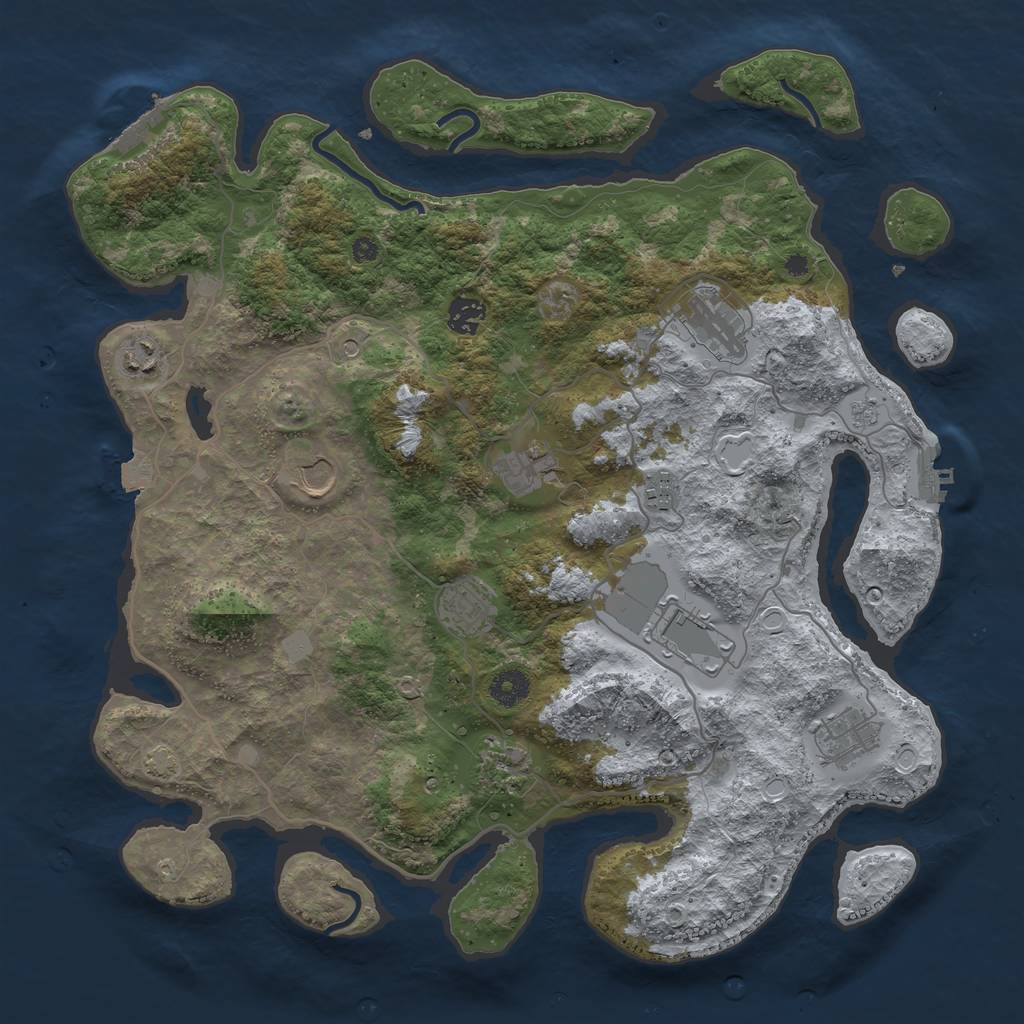 Rust Map: Procedural Map, Size: 4000, Seed: 71238420, 18 Monuments