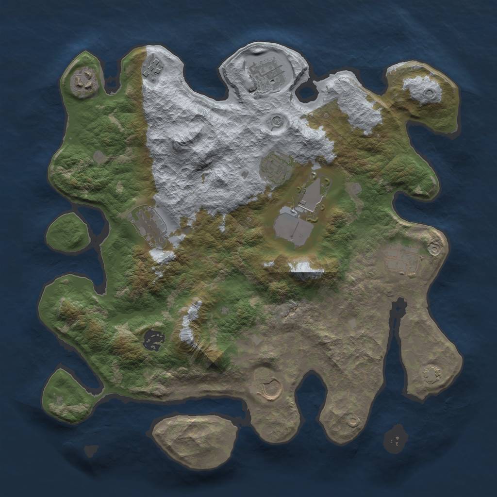 Rust Map: Barren, Size: 3500, Seed: 167, 13 Monuments