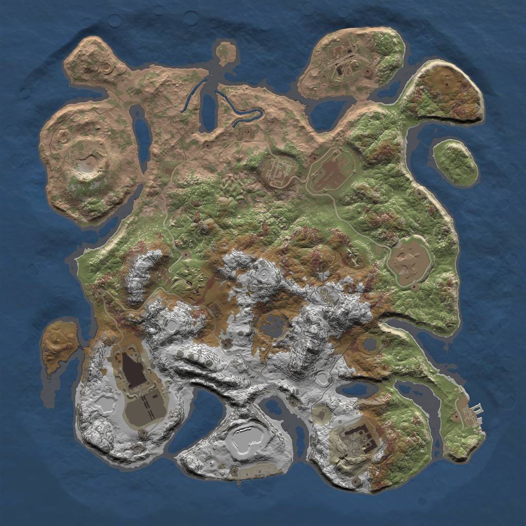 Rust Map: Procedural Map, Size: 3500, Seed: 163416871, 15 Monuments