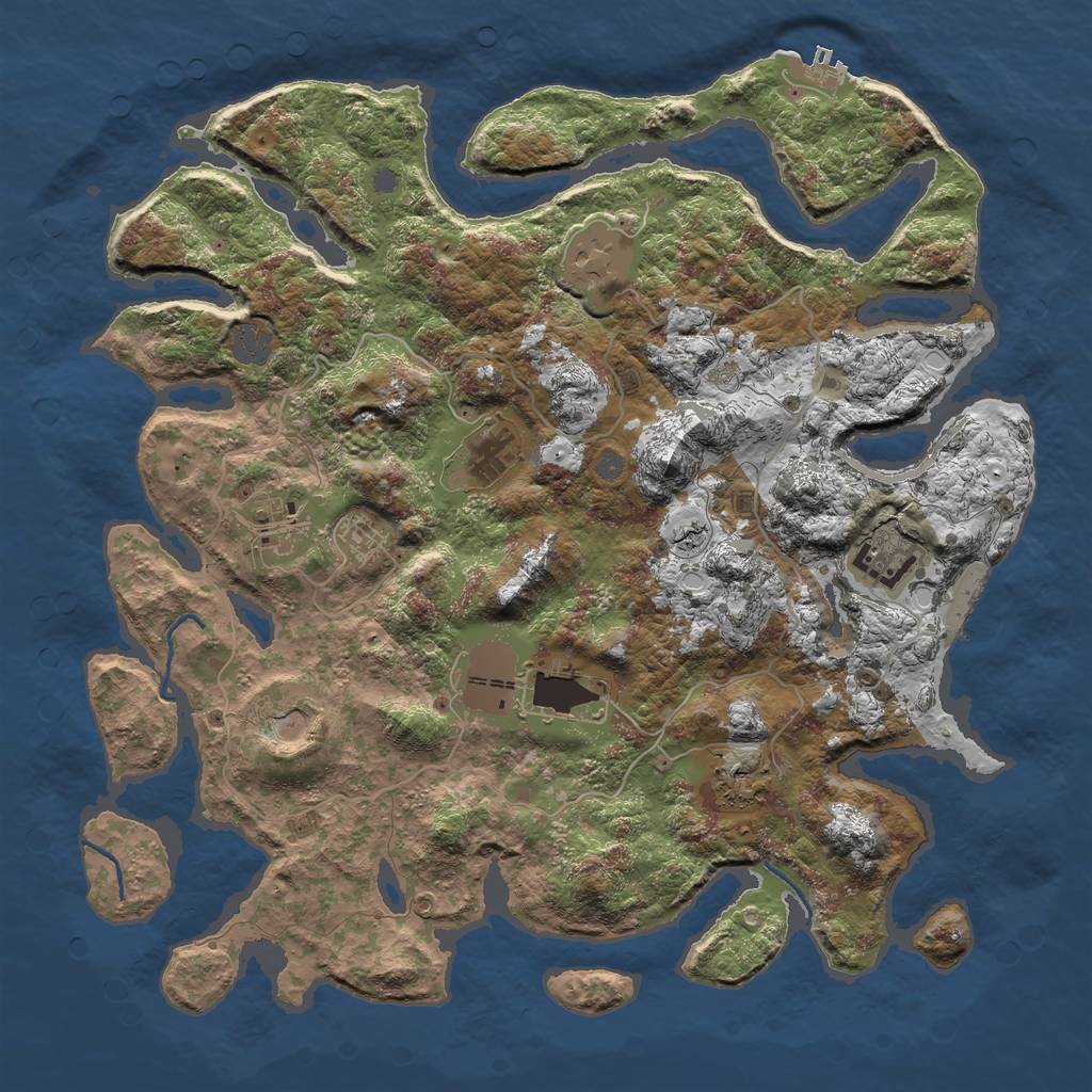 Rust Map: Procedural Map, Size: 4000, Seed: 718214635, 15 Monuments