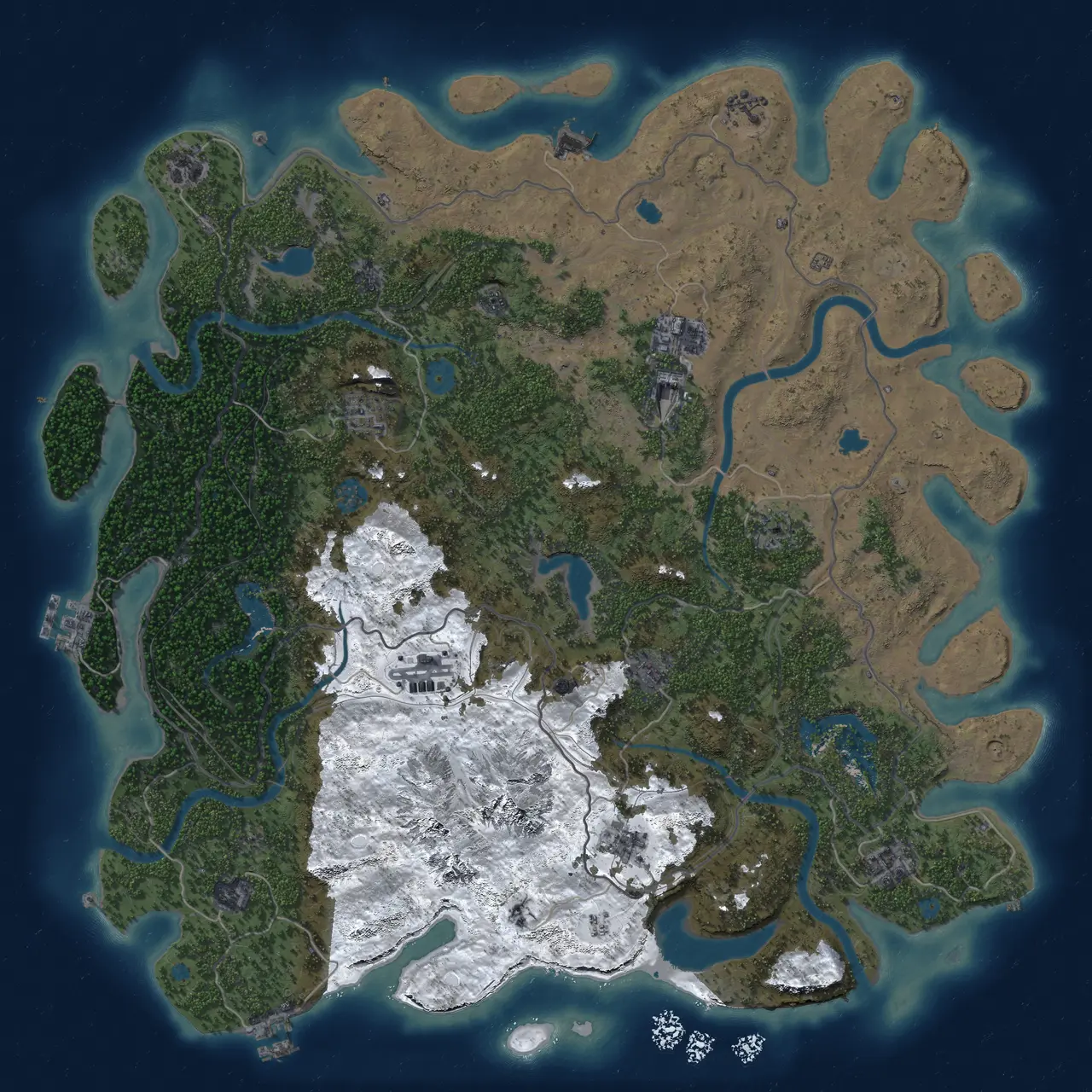 Rust Map: Procedural Map, Size: 5000, Seed: 376737, 19 Monuments