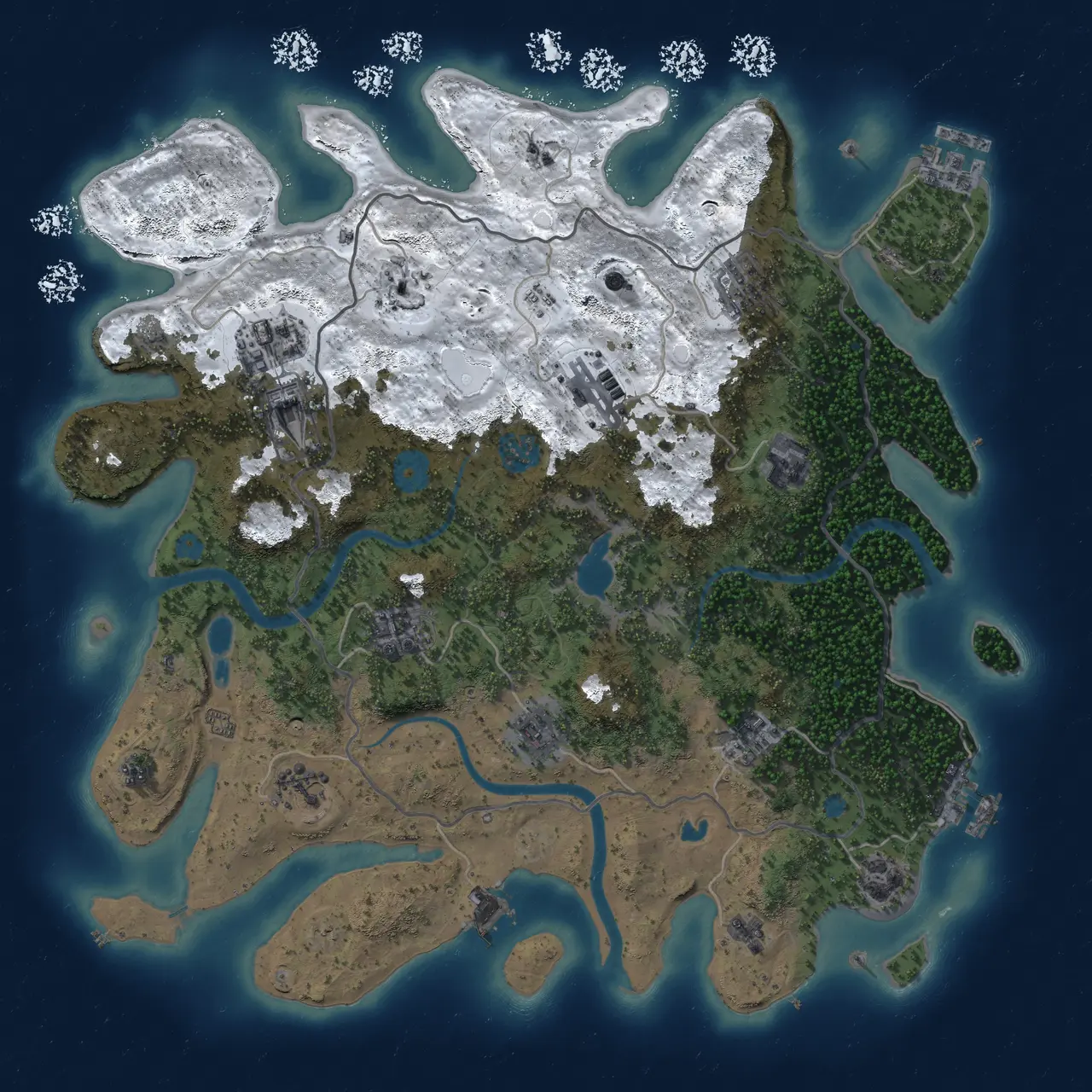 Rust Map: Procedural Map, Size: 4000, Seed: 57126404, 19 Monuments