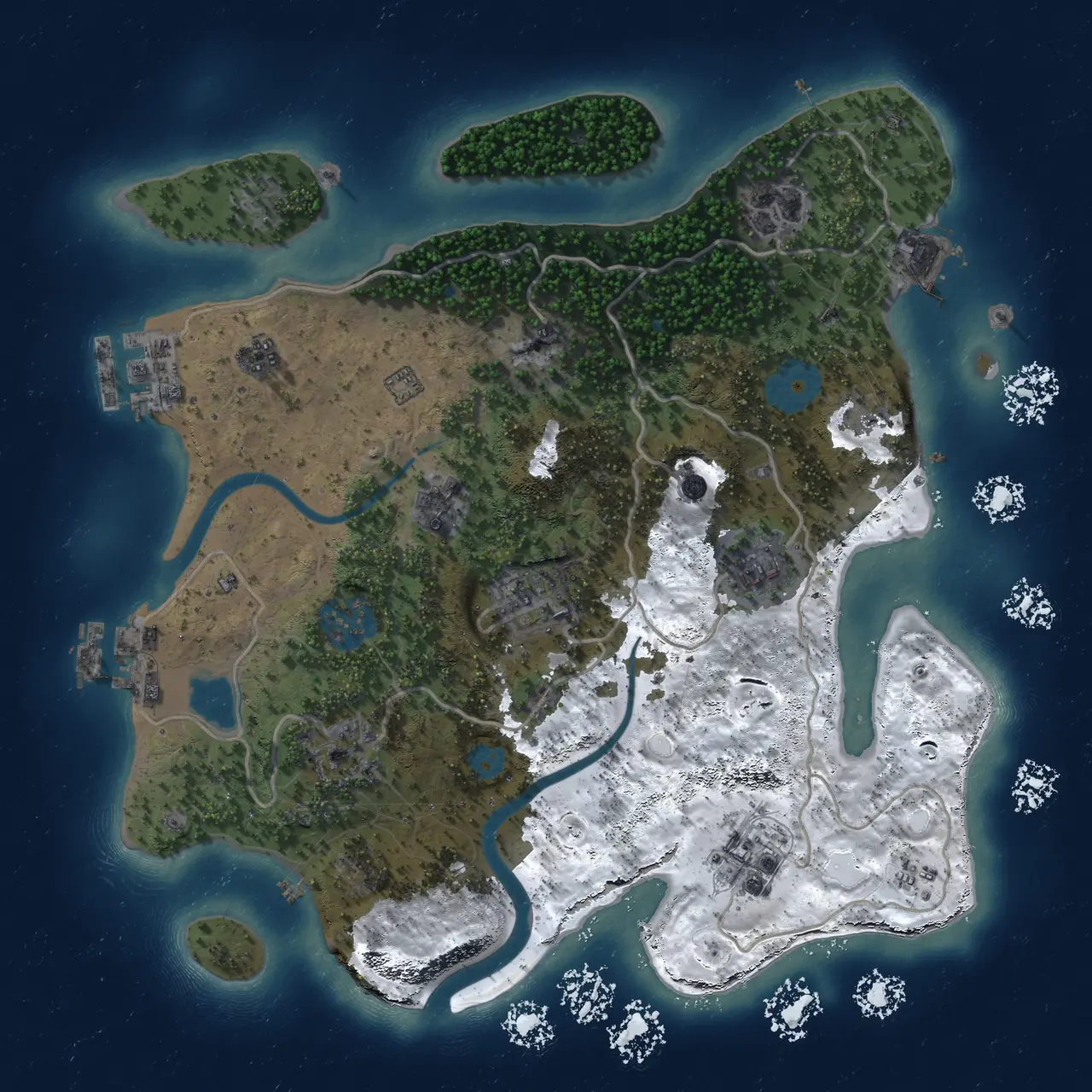 Rust Map: Procedural Map, Size: 3000, Seed: 338037667, 15 Monuments
