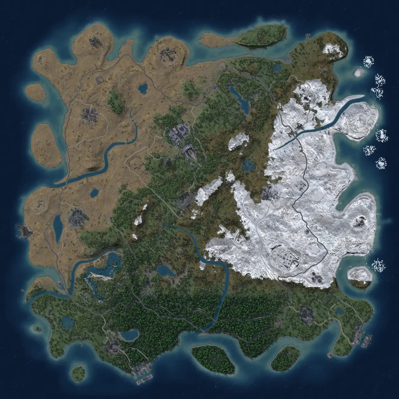 Rust Map: Procedural Map, Size: 4800, Seed: 90901, 19 Monuments