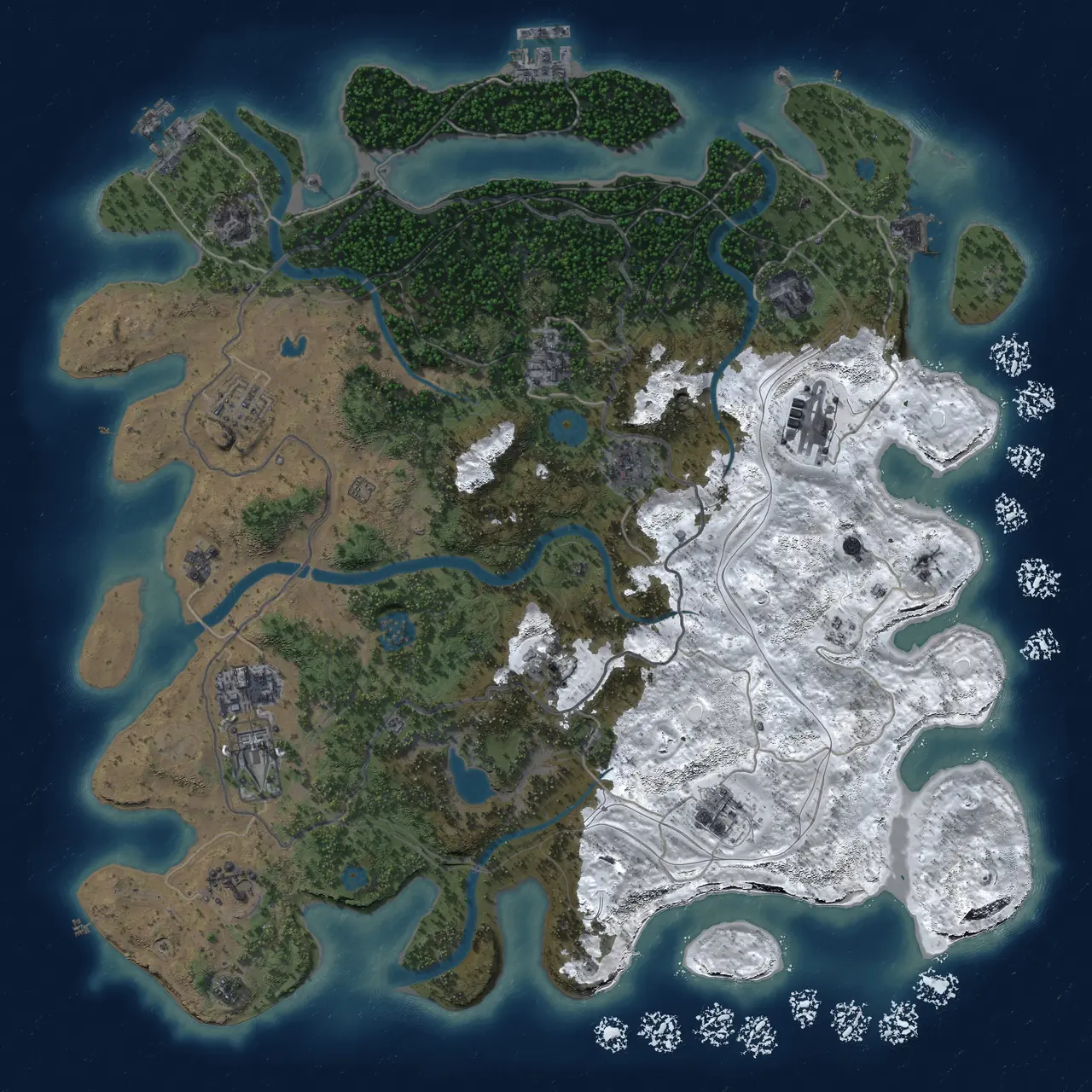 Rust Map: Procedural Map, Size: 4250, Seed: 1060269805, 19 Monuments