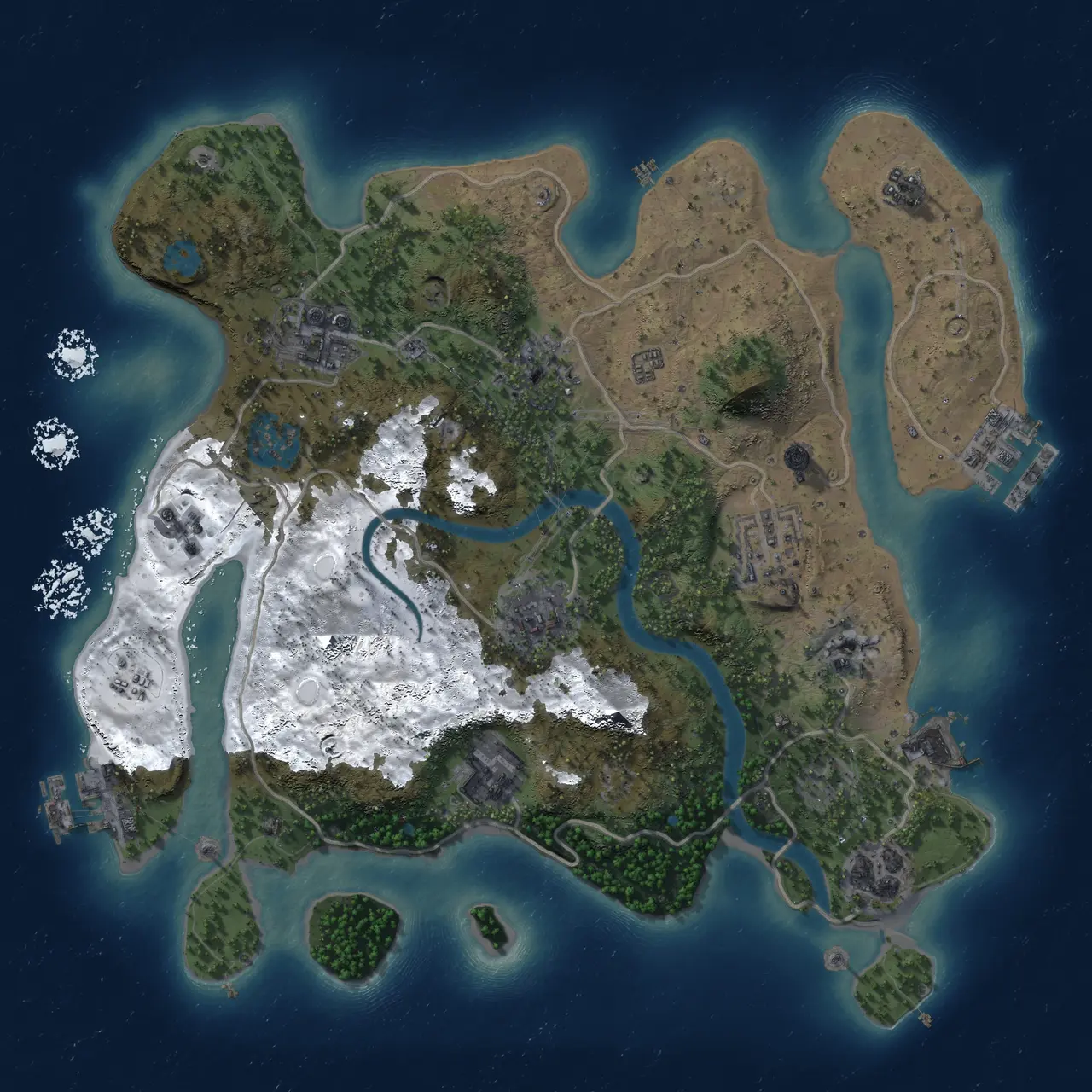 Rust Map: Procedural Map, Size: 3000, Seed: 237587566, 15 Monuments