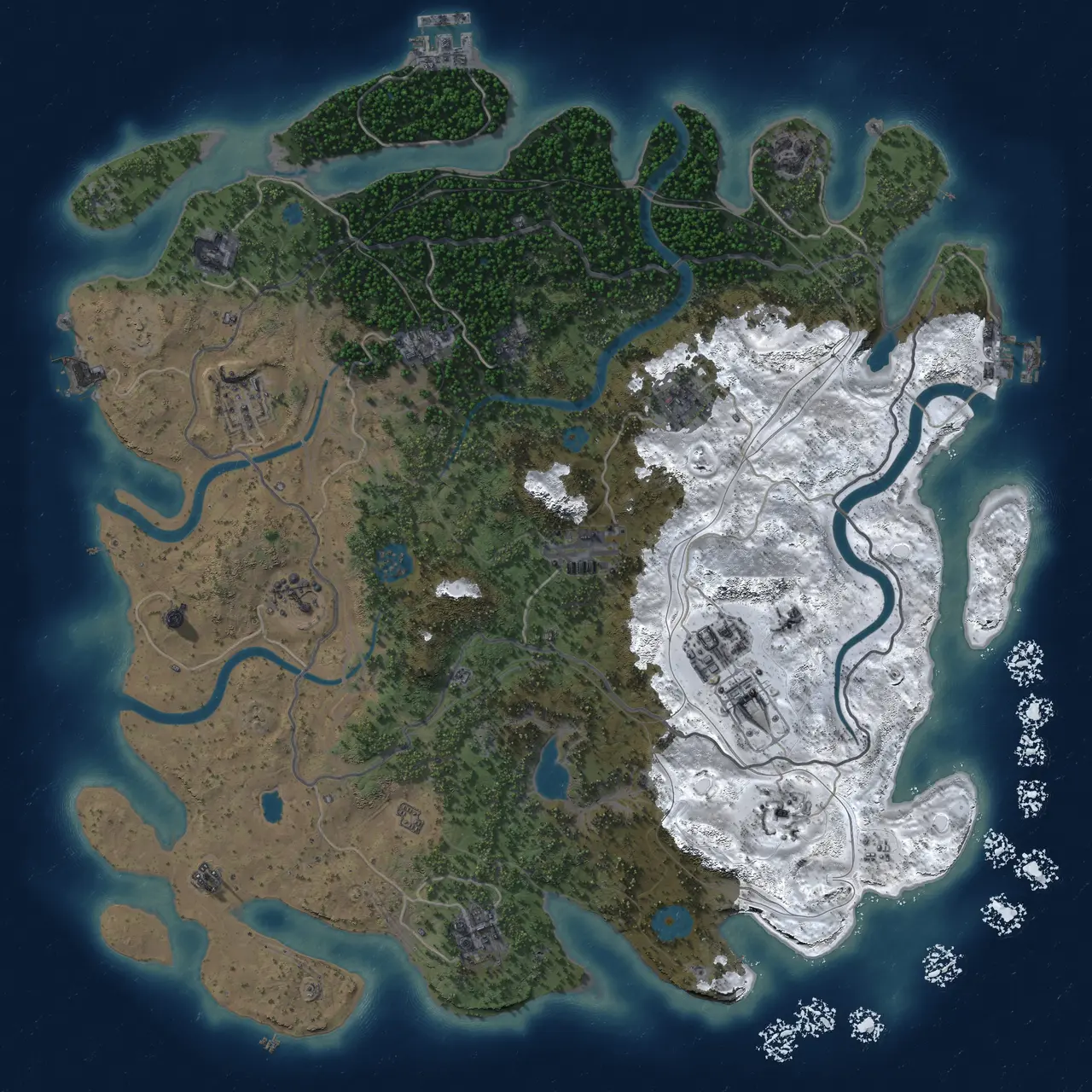 Rust Map: Procedural Map, Size: 4250, Seed: 1847263951, 19 Monuments