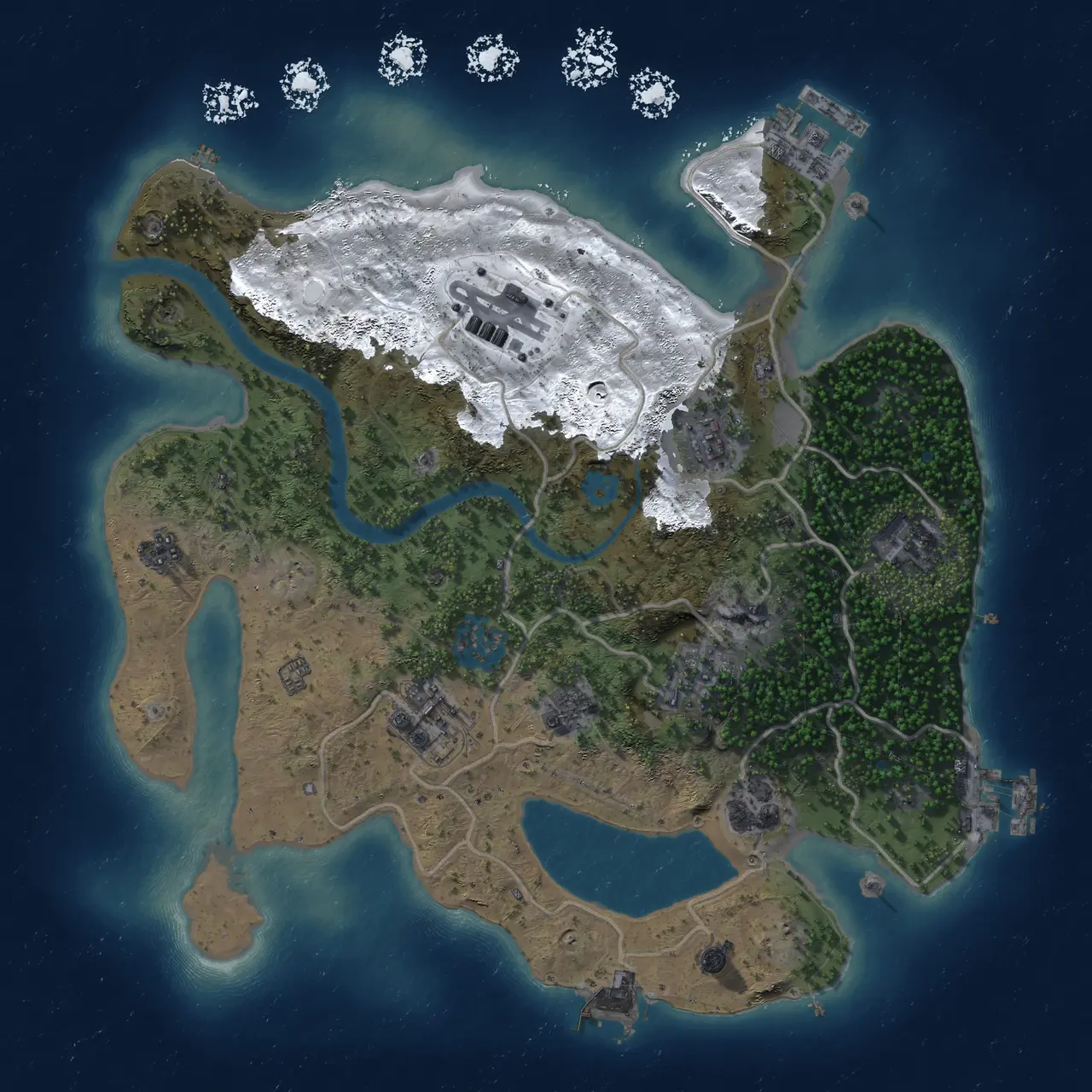 Rust Map: Procedural Map, Size: 3000, Seed: 2146205615, 14 Monuments