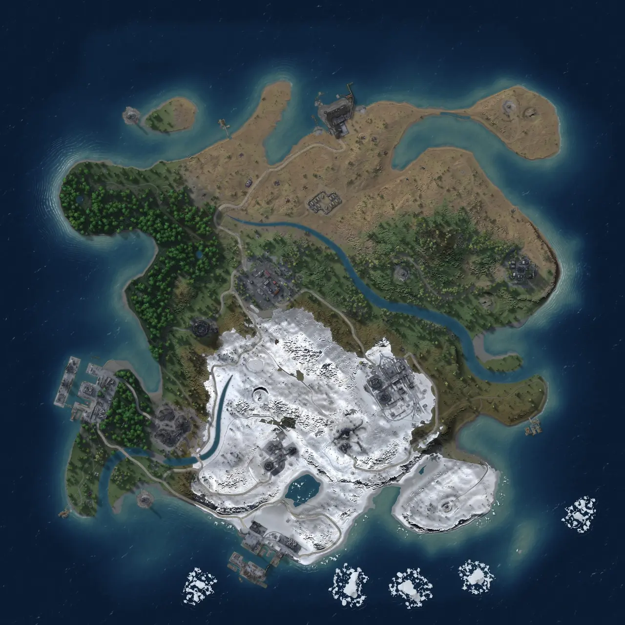 Rust Map: Procedural Map, Size: 2500, Seed: 699635, 11 Monuments
