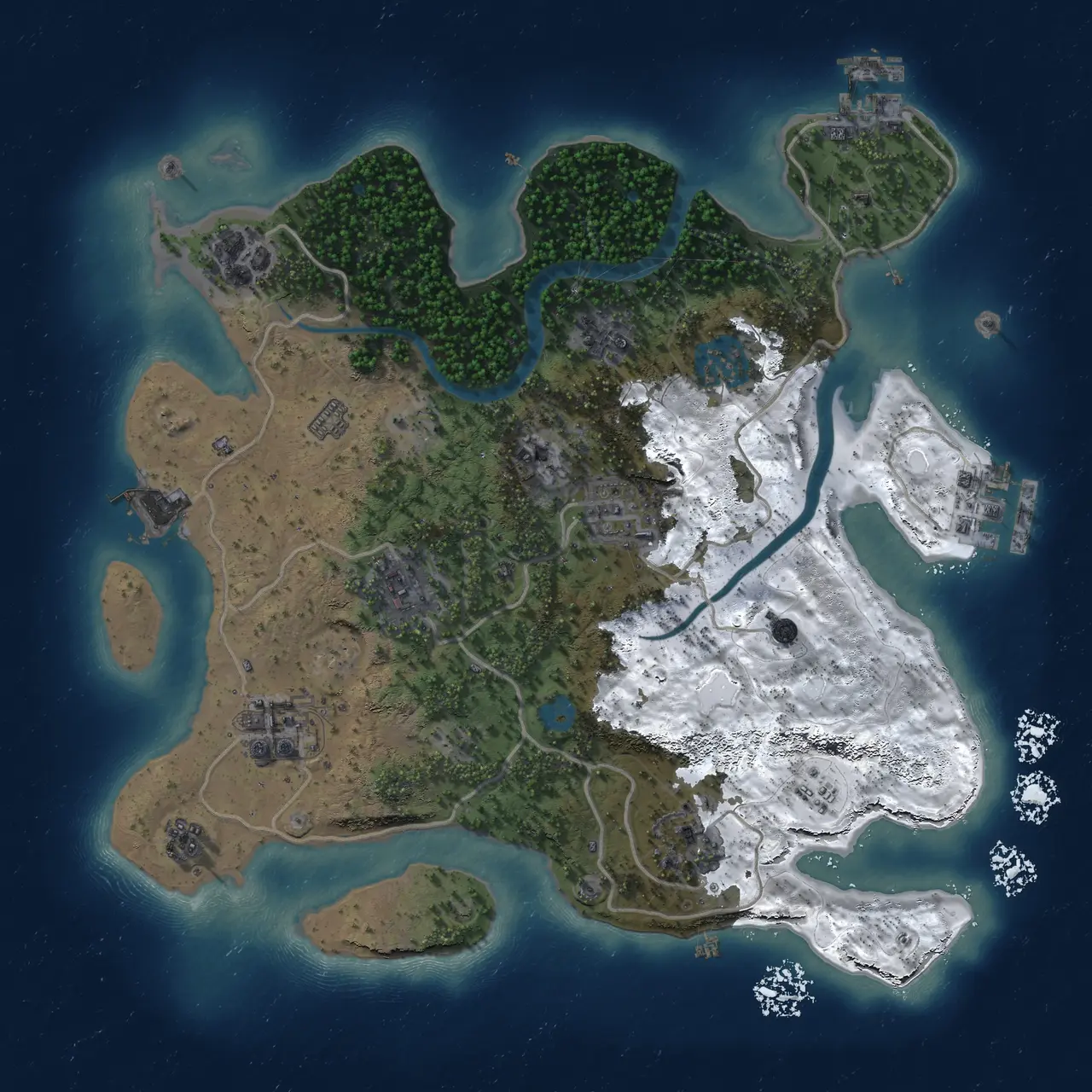 Rust Map: Procedural Map, Size: 3000, Seed: 59138509, 15 Monuments