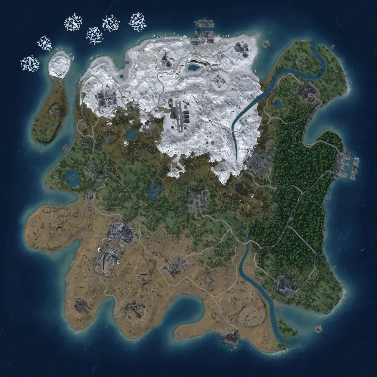 Rust Map: Procedural Map, Size: 3500, Seed: 13556121, 19 Monuments
