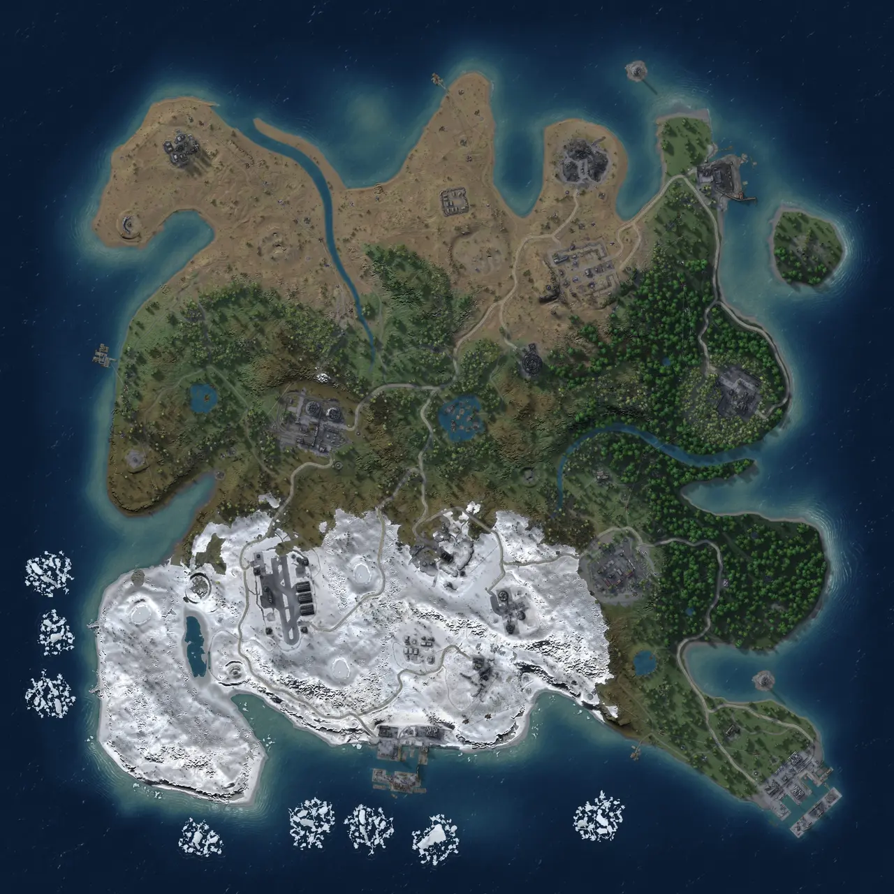 Rust Map: Procedural Map, Size: 3000, Seed: 1841685249, 16 Monuments
