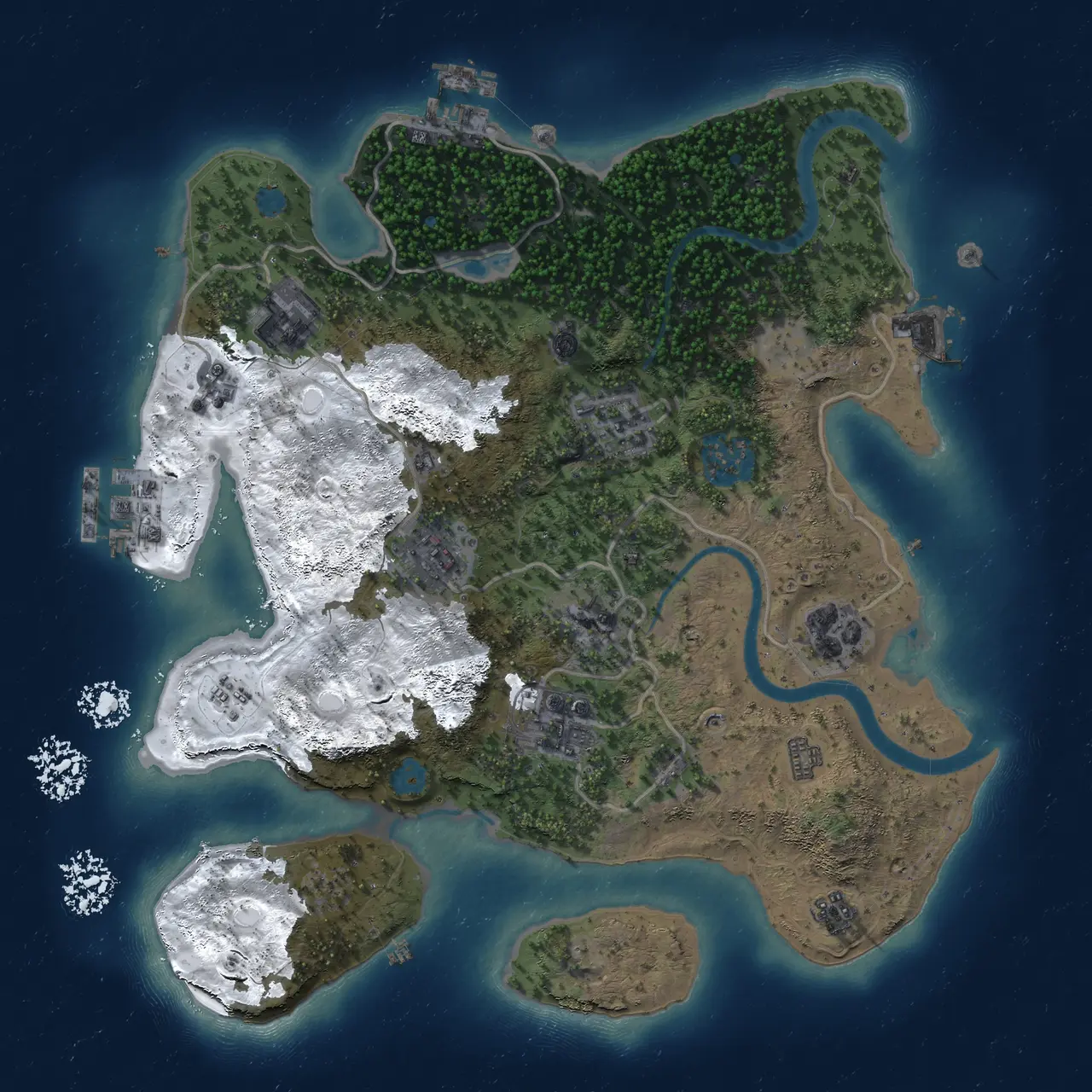 Rust Map: Procedural Map, Size: 3000, Seed: 889242788, 14 Monuments