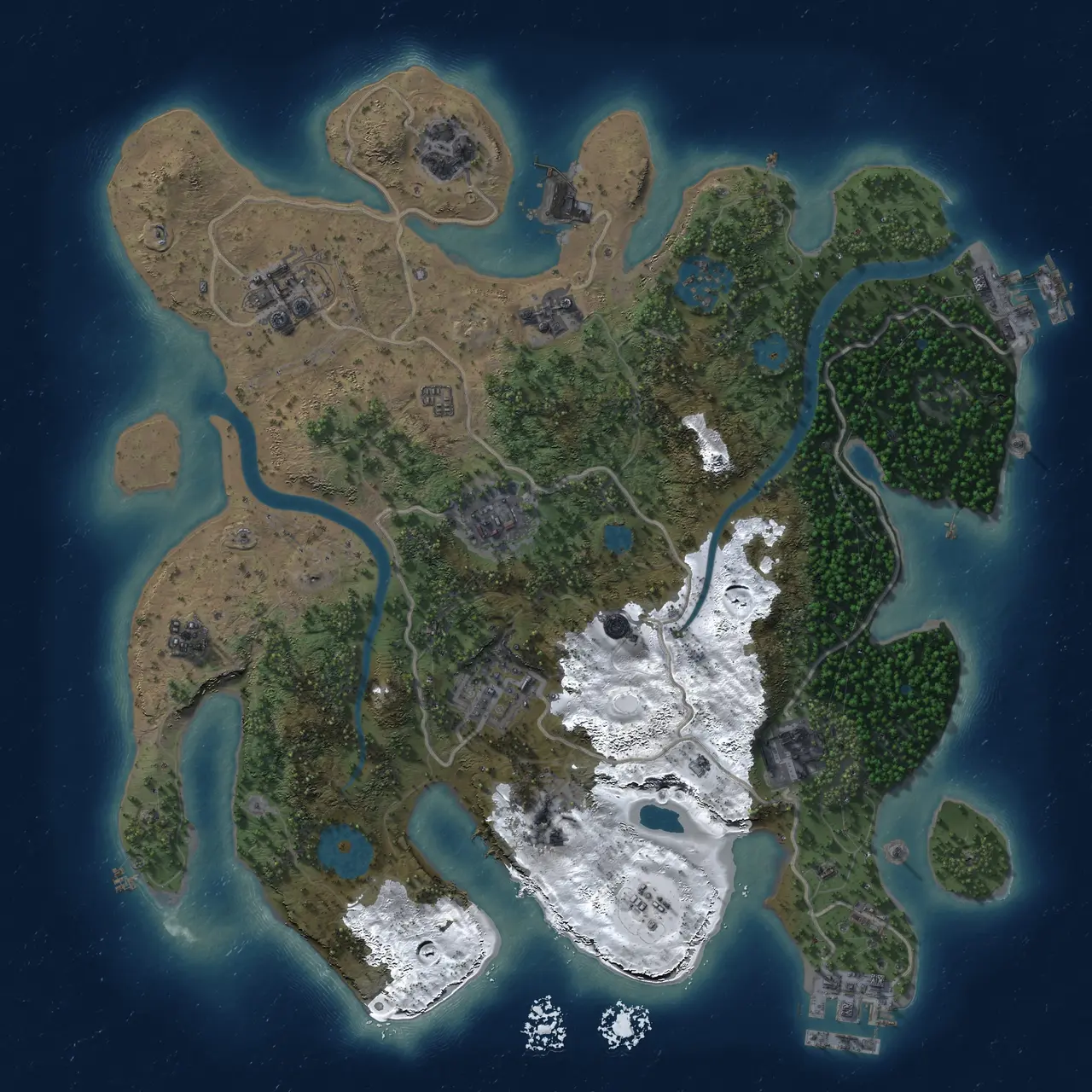 Rust Map: Procedural Map, Size: 3000, Seed: 881133502, 14 Monuments