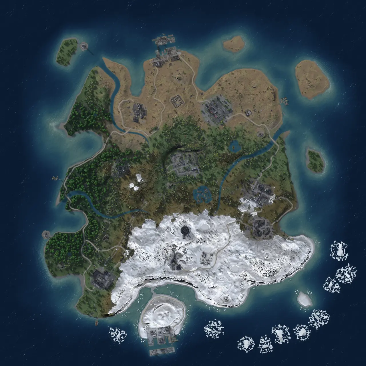 Rust Map: Procedural Map, Size: 3000, Seed: 995727019, 14 Monuments