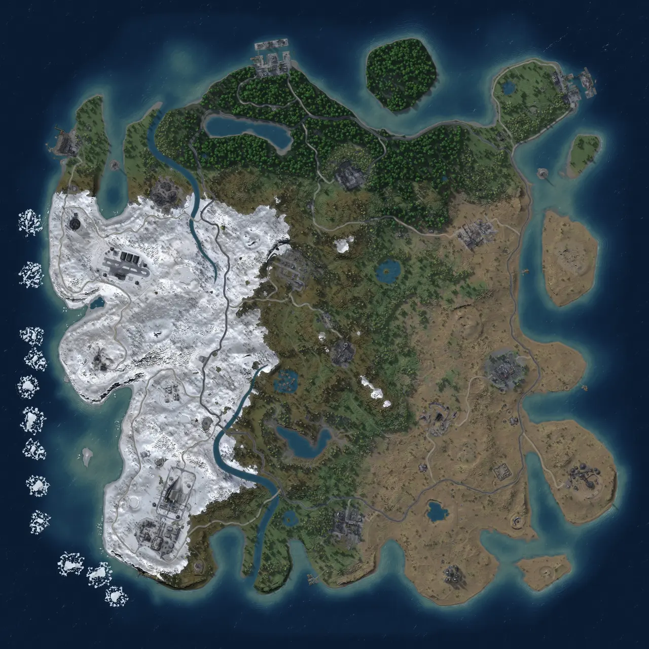 Rust Map: Procedural Map, Size: 4000, Seed: 1840522662, 19 Monuments