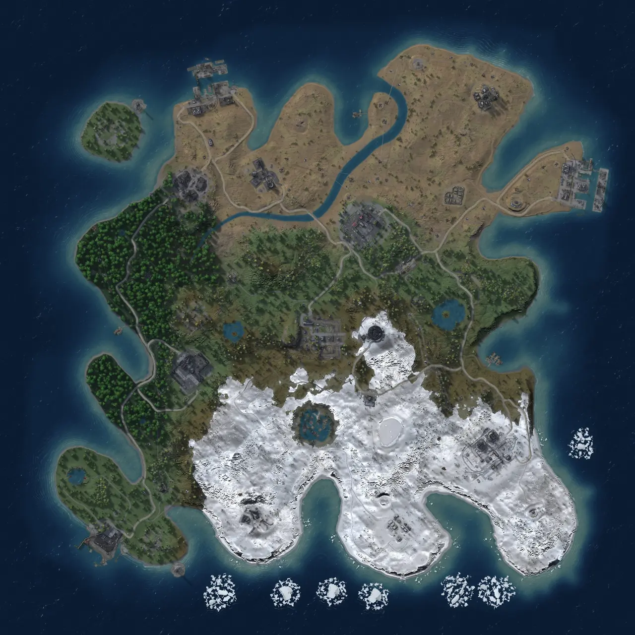 Rust Map: Procedural Map, Size: 3000, Seed: 699181647, 14 Monuments