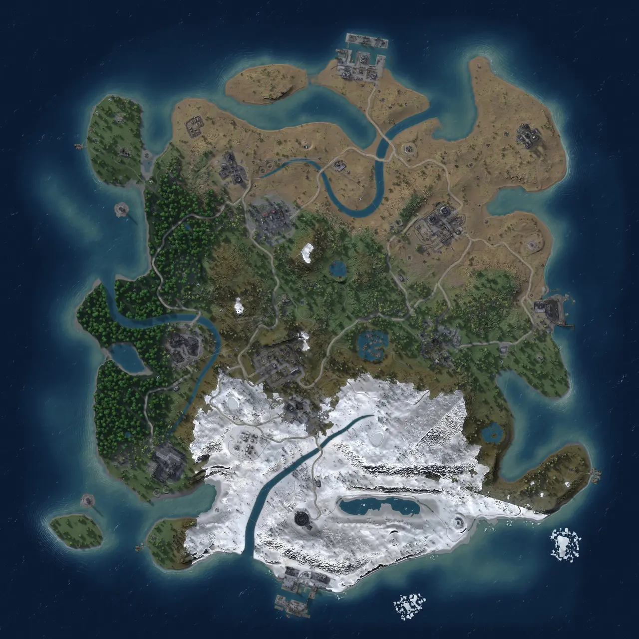 Rust Map: Procedural Map, Size: 3100, Seed: 123457, 15 Monuments