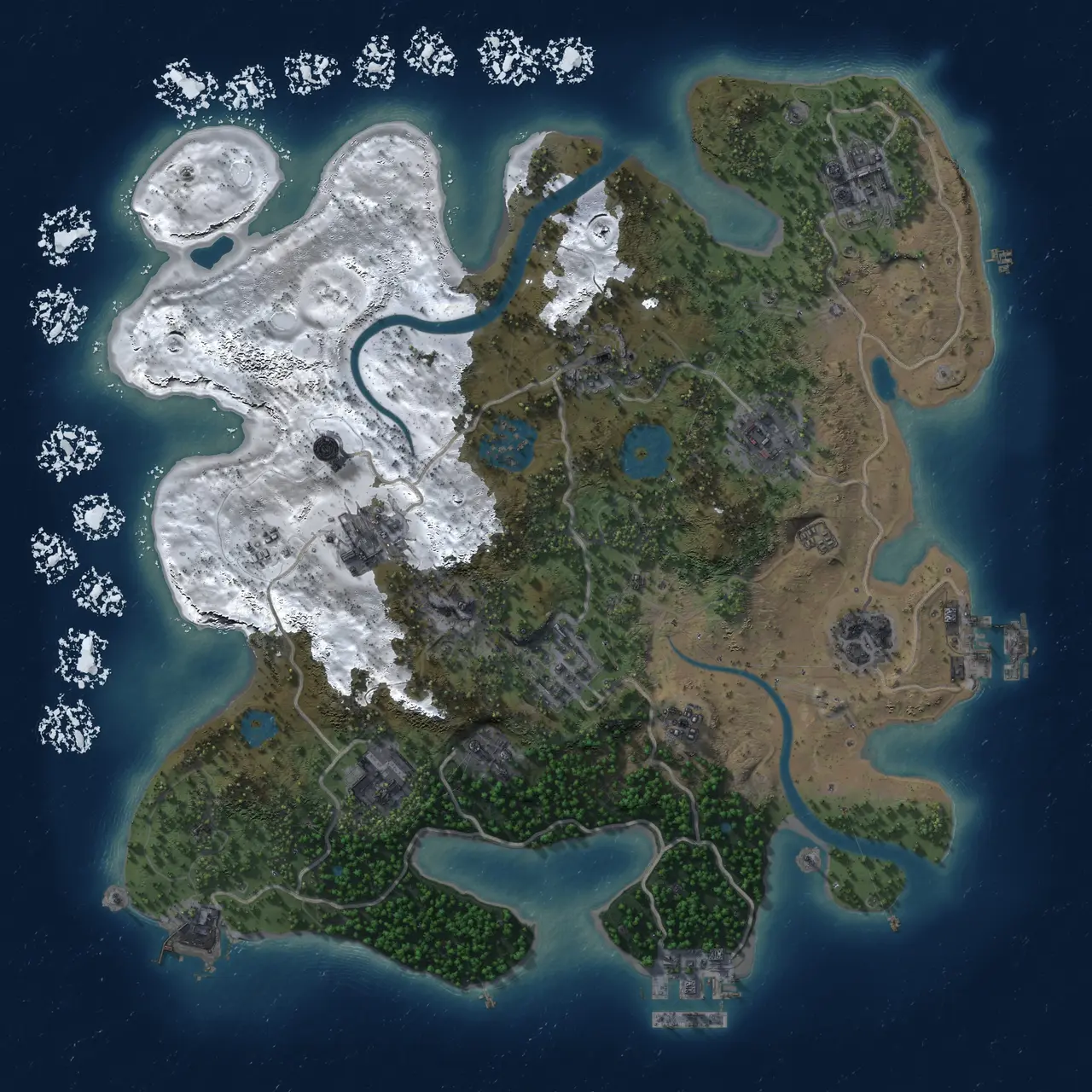 Rust Map: Procedural Map, Size: 3000, Seed: 466137484, 16 Monuments