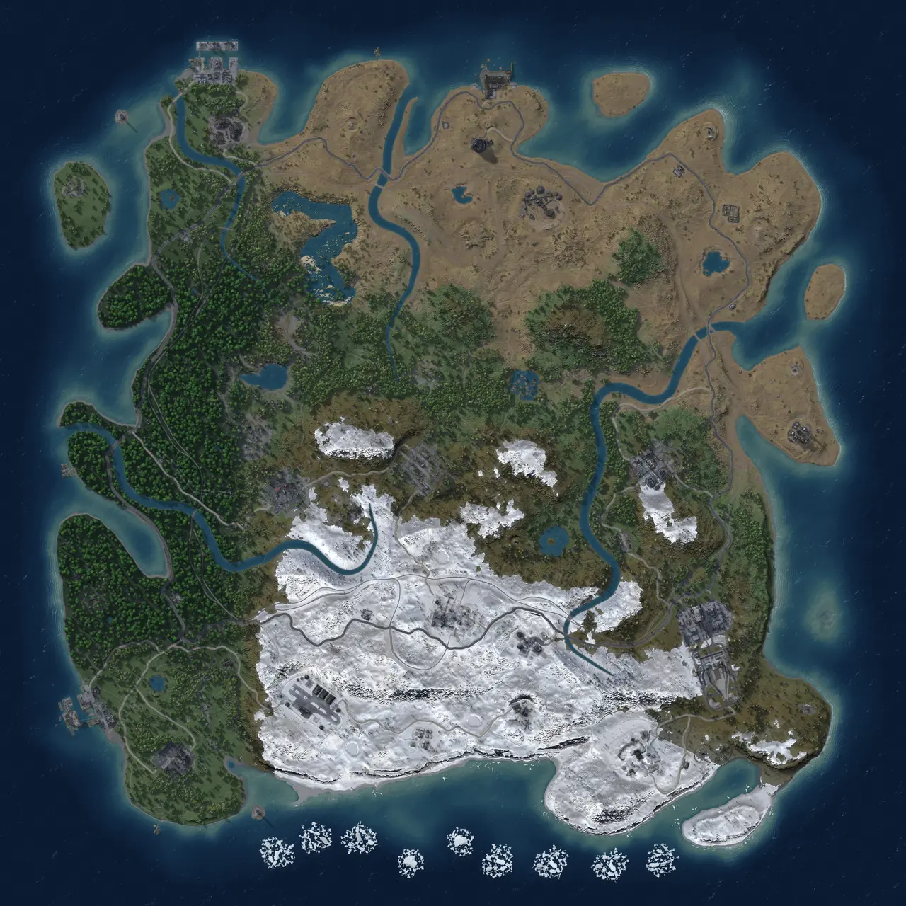 Rust Map: Procedural Map, Size: 4500, Seed: 48198431, 19 Monuments