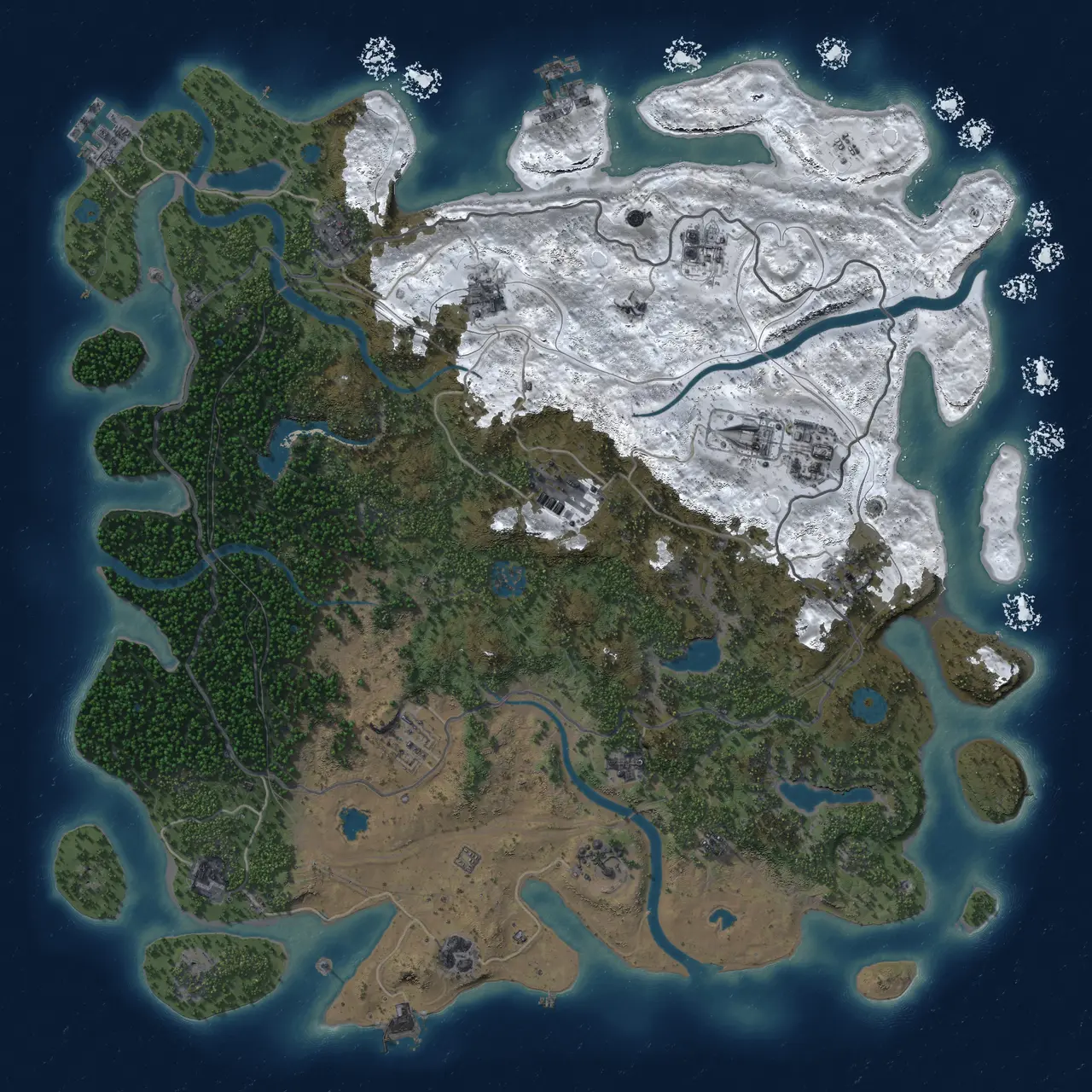 Rust Map: Procedural Map, Size: 4500, Seed: 1164960910, 19 Monuments