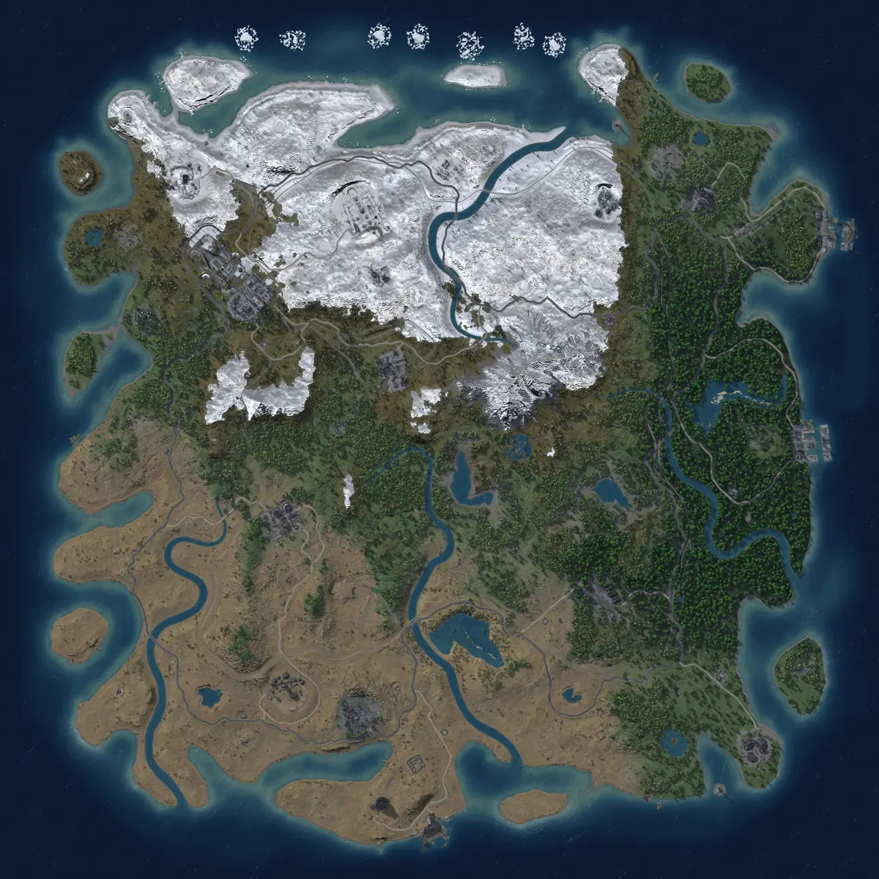 Rust Map: Procedural Map, Size: 5000, Seed: 1921977024, 19 Monuments