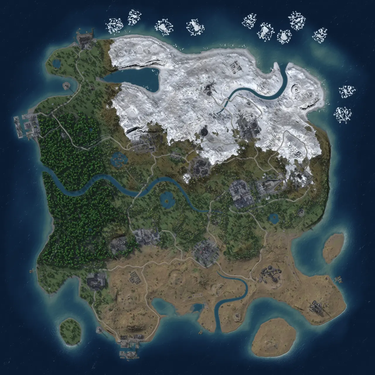 Rust Map: Procedural Map, Size: 3500, Seed: 396164852, 18 Monuments