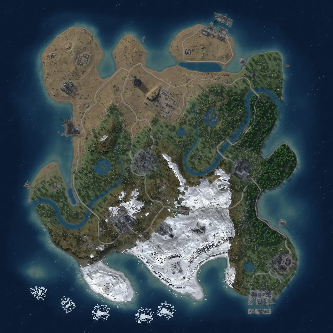 Rust Map: Procedural Map, Size: 3000, Seed: 1899932616, 14 Monuments