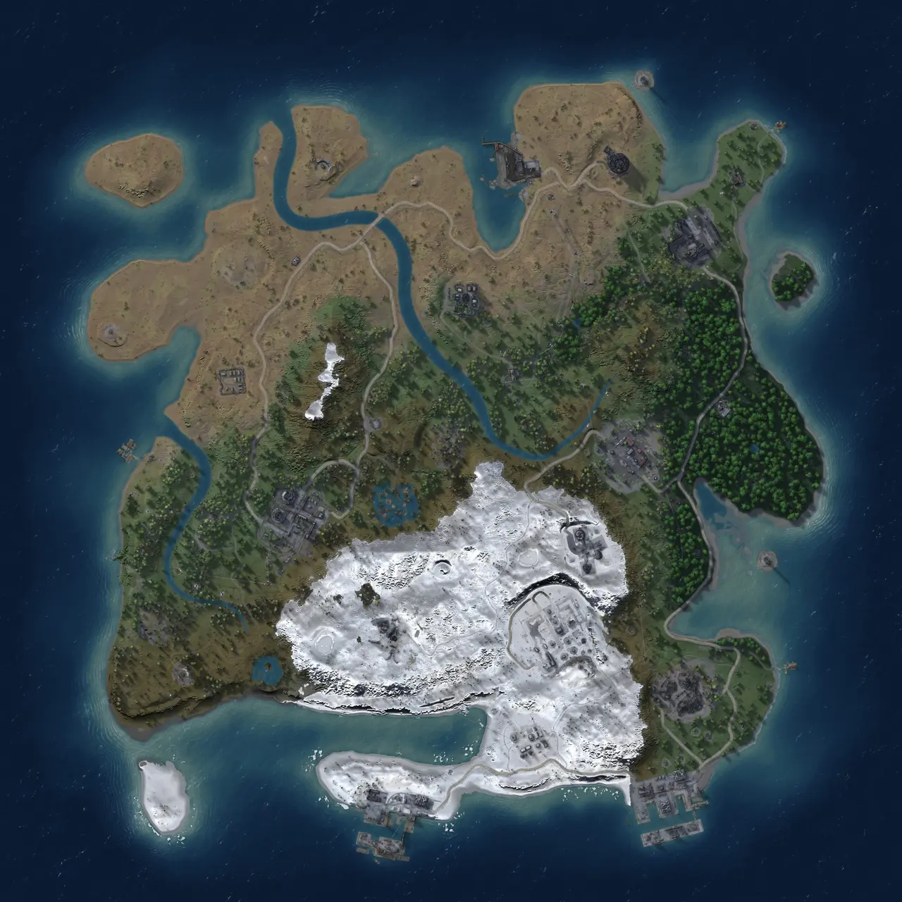 Rust Map: Procedural Map, Size: 3000, Seed: 1339616681, 14 Monuments