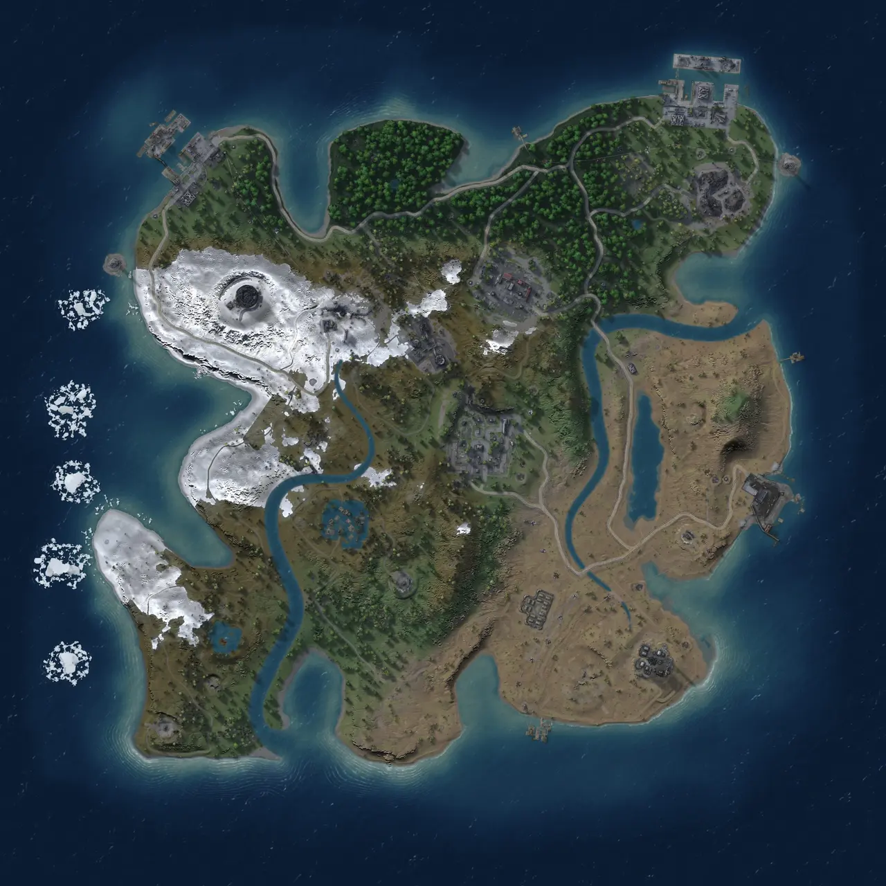 Rust Map: Procedural Map, Size: 2700, Seed: 1016322051, 12 Monuments