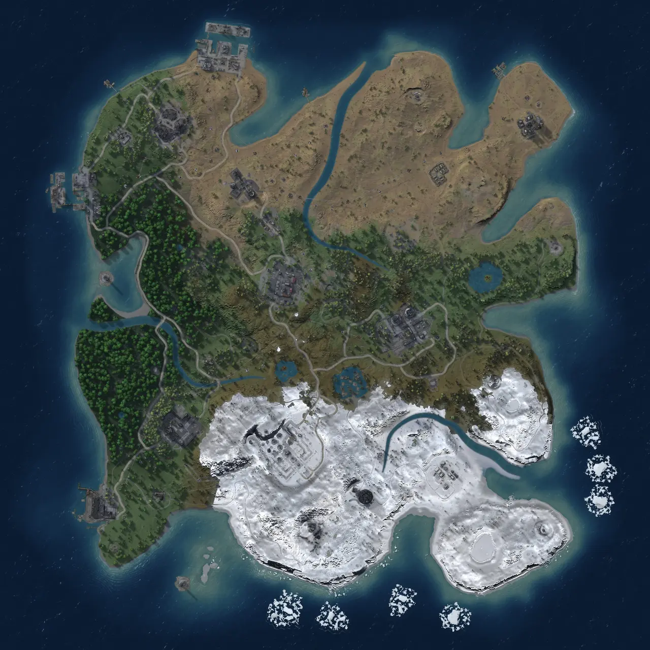 Rust Map: Procedural Map, Size: 3000, Seed: 1516367132, 14 Monuments