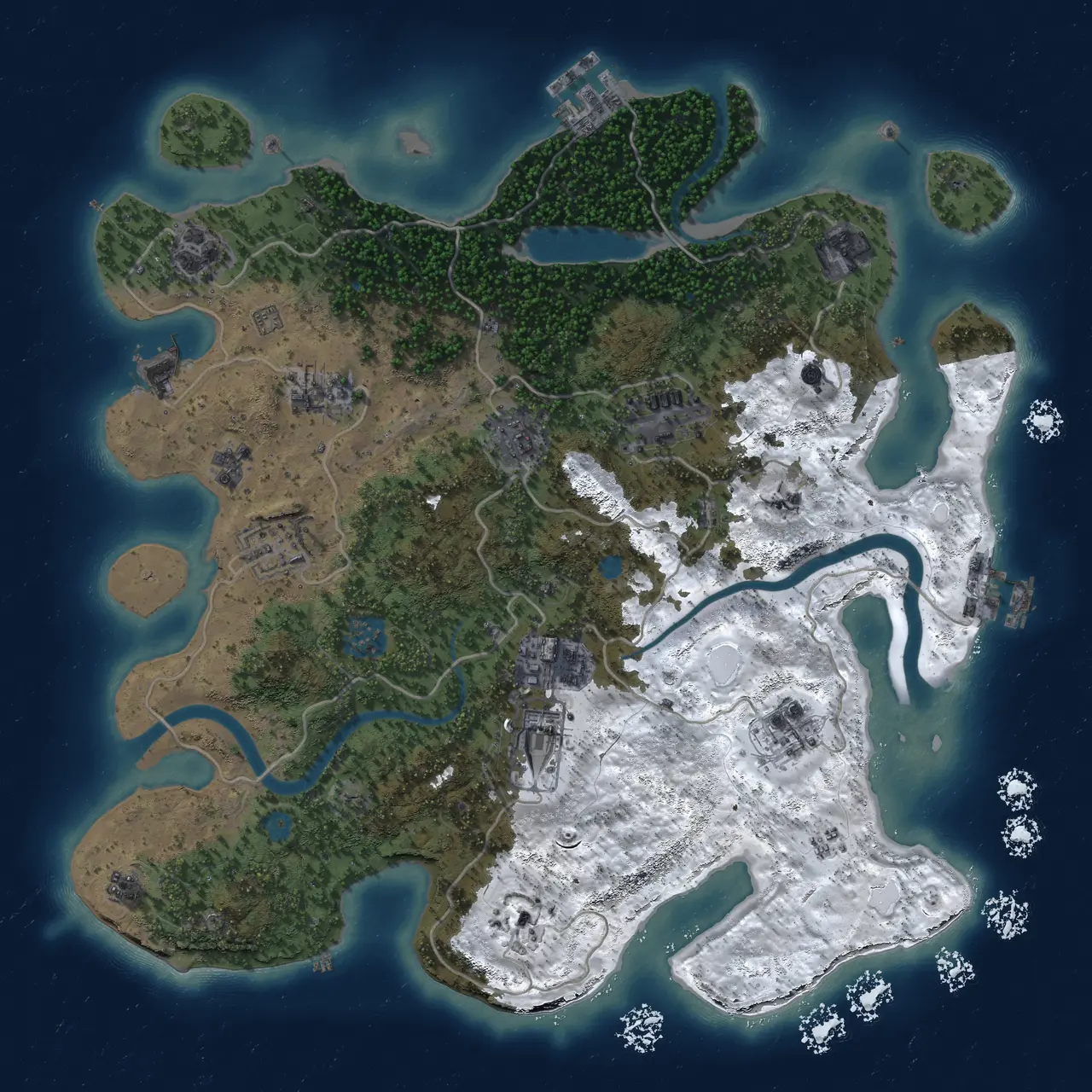 Rust Map: Procedural Map, Size: 3700, Seed: 18681, 18 Monuments