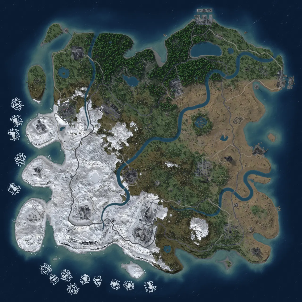 Rust Map: Procedural Map, Size: 4000, Seed: 1942856064, 18 Monuments