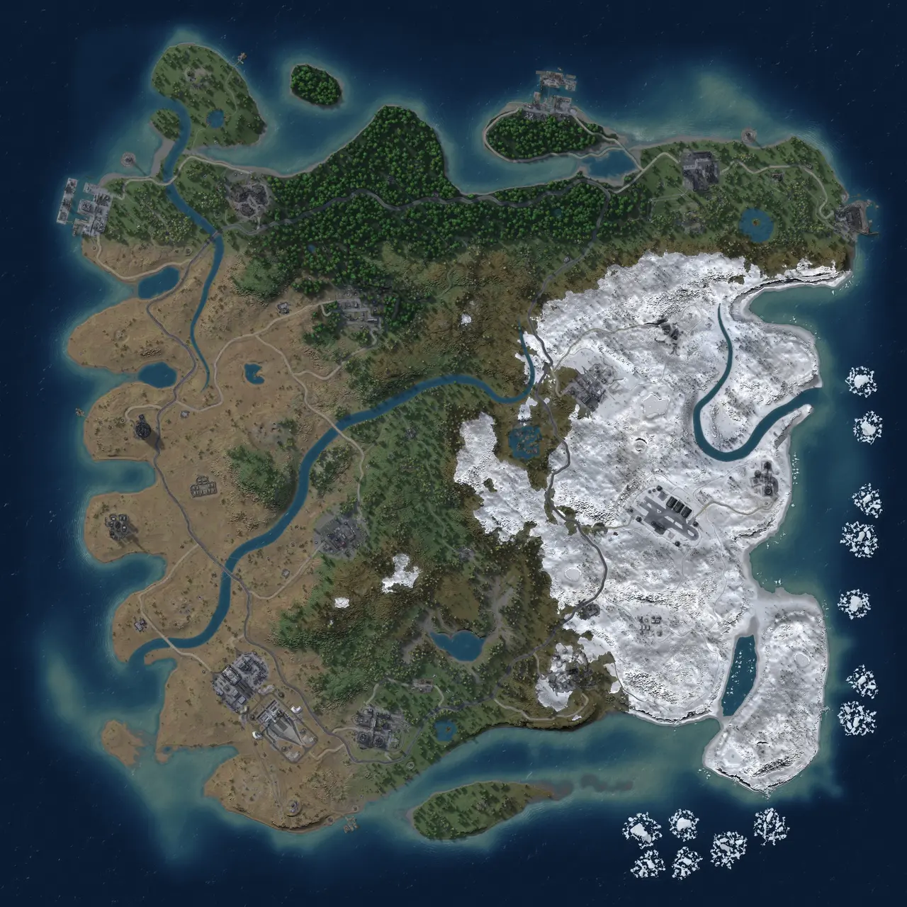 Rust Map: Procedural Map, Size: 4050, Seed: 784271294, 18 Monuments