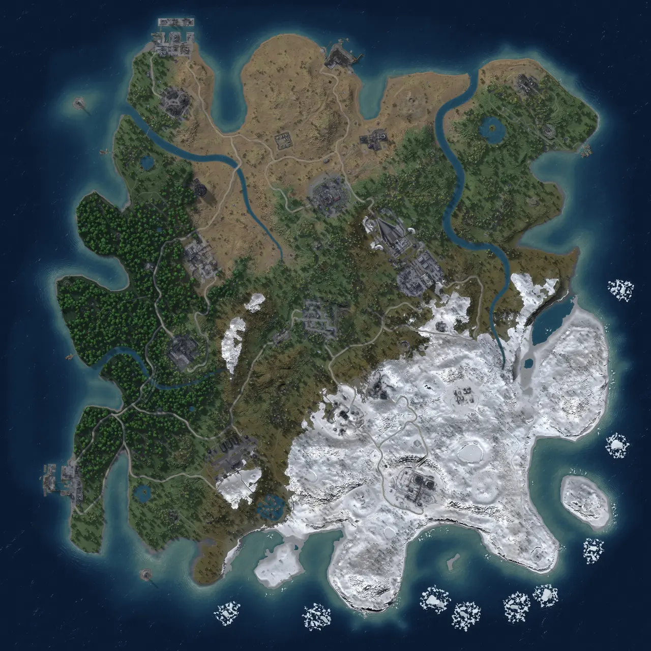 Rust Map: Procedural Map, Size: 3700, Seed: 19826, 18 Monuments