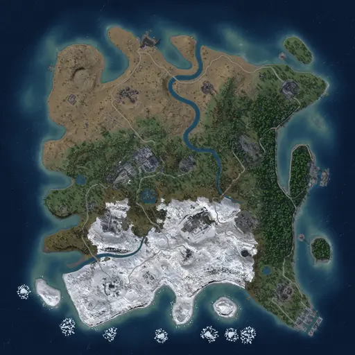 Thumbnail Rust Map: Procedural Map, Size: 3500, Seed: 719696690, 18 Monuments
